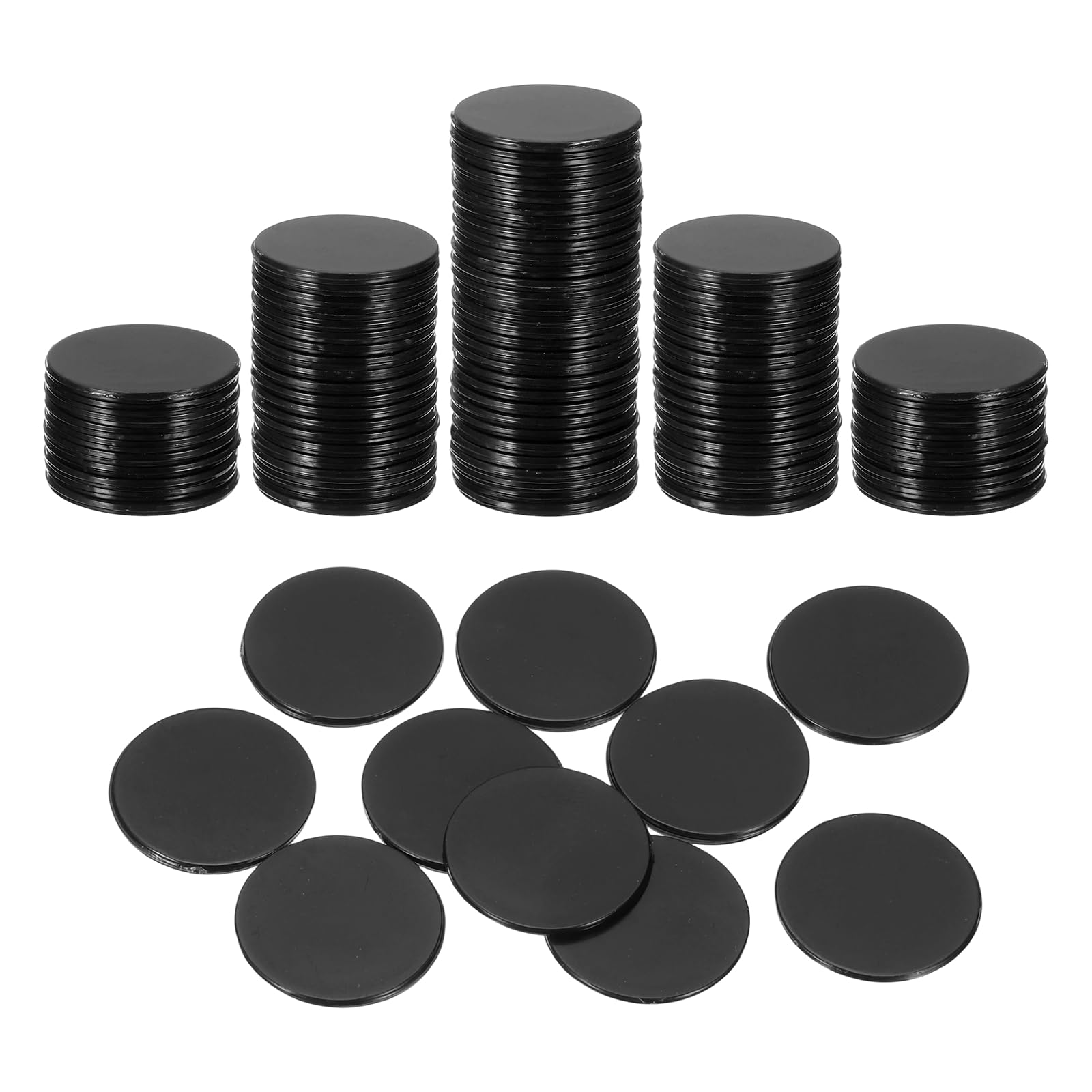 sourcing map 120Pcs 0.7 Inch Poker Chips, Plastic Bingo Chips Learning Counters Counting Counters Disks Markers Opaque Game Tokens for Game Play Math Counting, Black, Flat