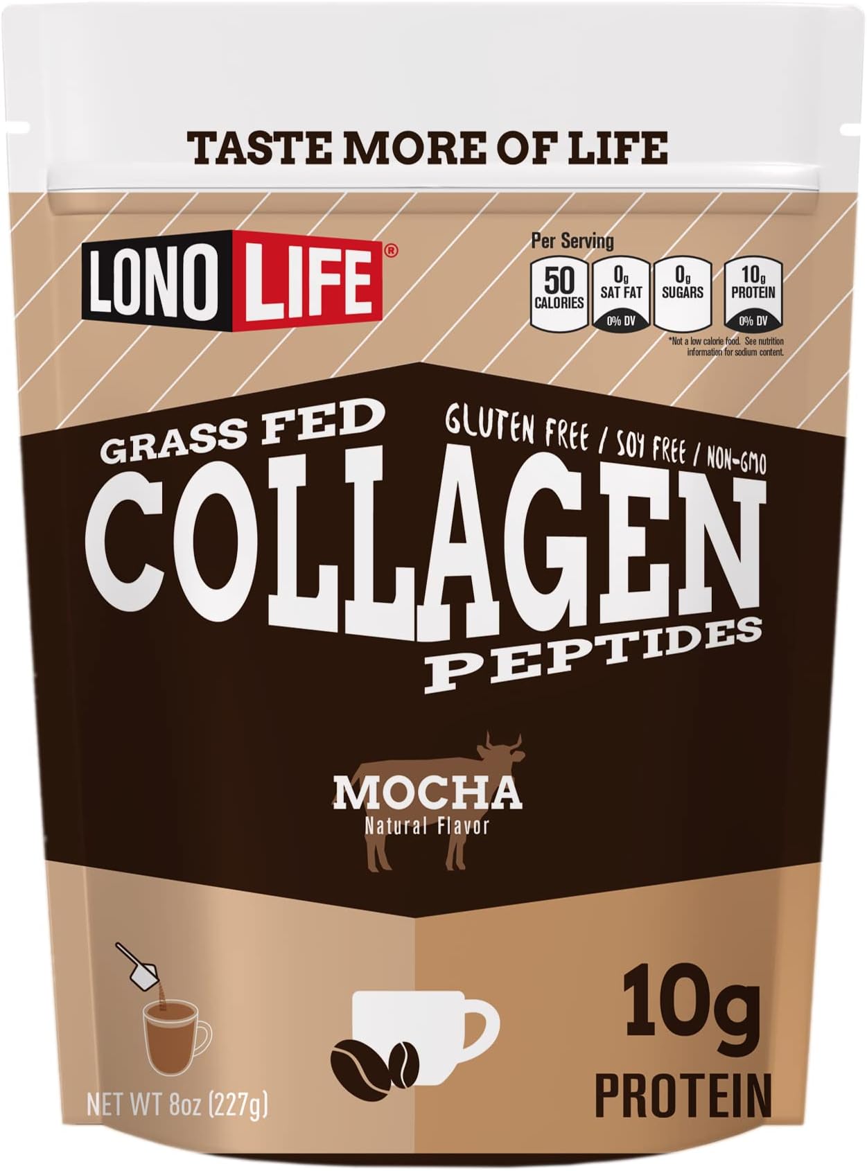 Mocha Collagen Peptides with 10g Protein, Paleo and Keto Friendly, 8-Ounce Bulk Container - Packaging May Vary