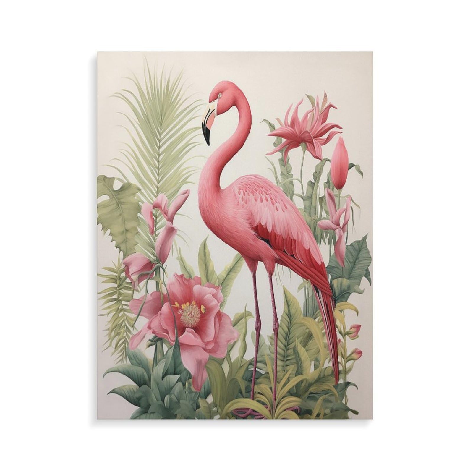 LPAGBCNU Malen nach Zahlen mit Flamingo und Blättern, Set für Erwachsene, Anfänger, Erwachsene, Malen nach Zahlen, Kits auf Leinwand, DIY-Acryl-Ölfarben, Malerei mit Pinseln für Geschenk