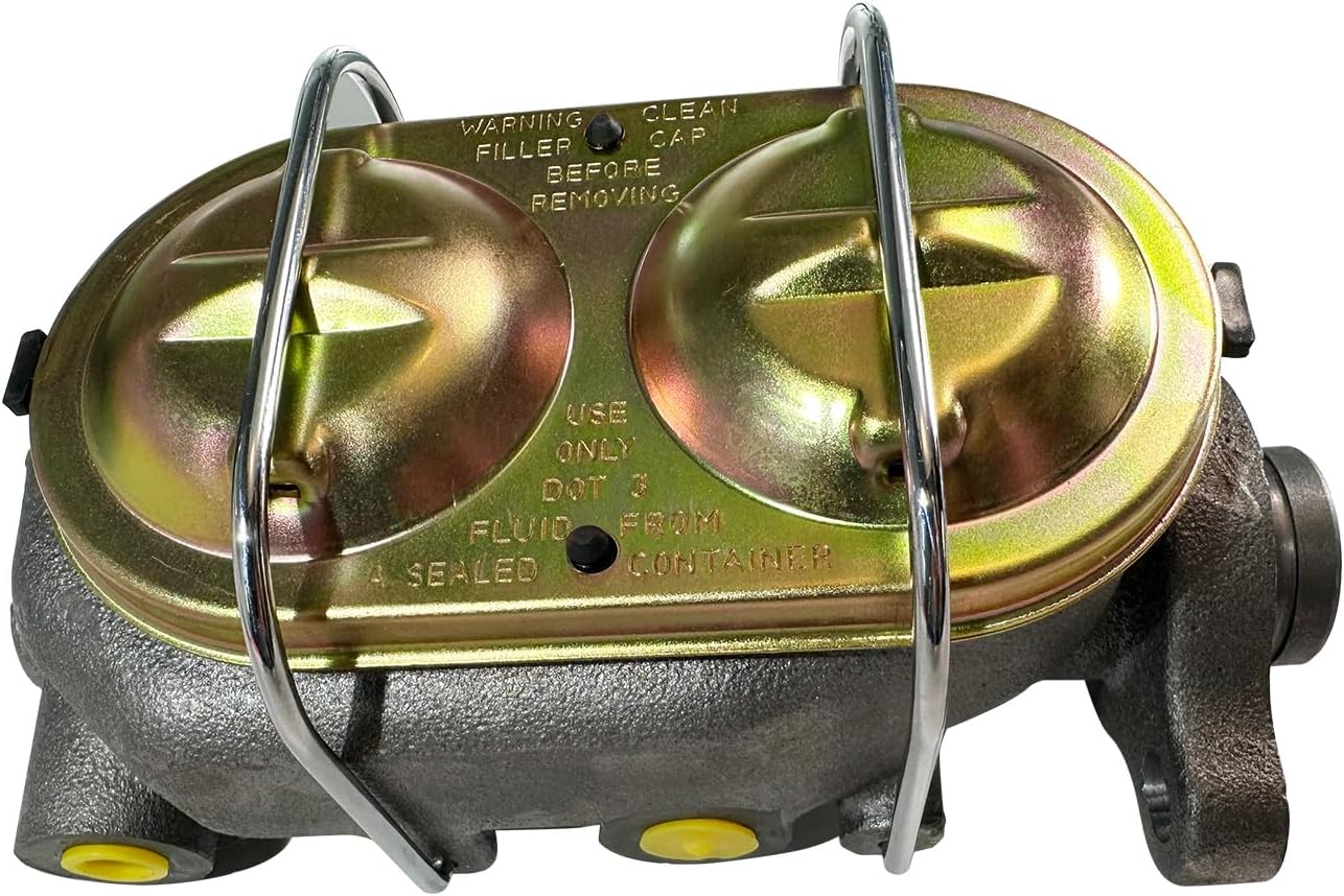8" Universal Dual Power Brake Booster Conversion Kit with 1" Prop Chrome Brake Booster Master Cylinder Compatible with Ford Truck 1957-1972 disc/drum brakes
