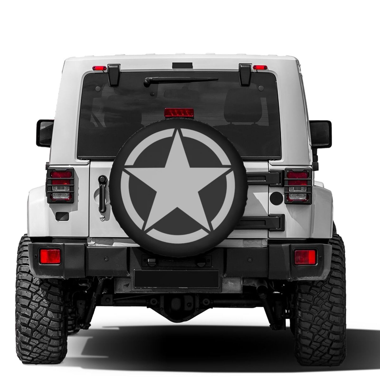 Foruidea Military Tactical Star Spare Tire Cover Dust-Proof Wheel Tire Cover Fit Trailer, RV, SUV and Many Vehicle 15 Inch
