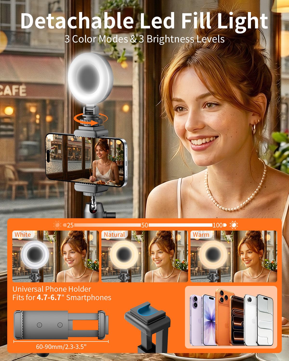 Kit vlogging per iPhone/Android, treppiede flessibile da 9 pollici per iPhone con luce, telecomando wireless e microfono, creatore di contenuti regolabile YouTube Starter Kit per TikTok/Registrazione
