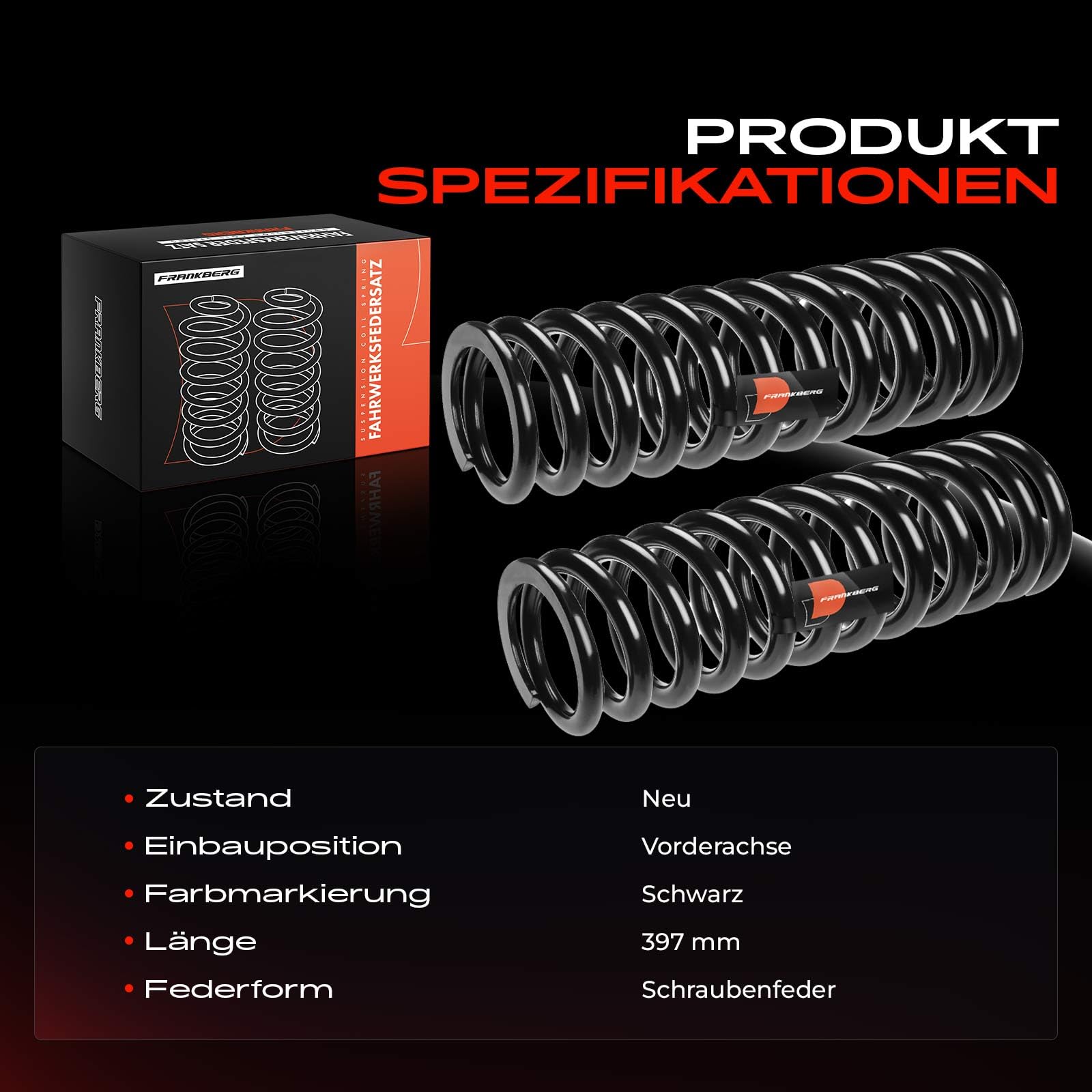 Frankberg 2x sprężyny śrubowe oś przednia kompatybilna z 190 W201 1.8L-2,6L 1982-1993 Wymień # A2013212004