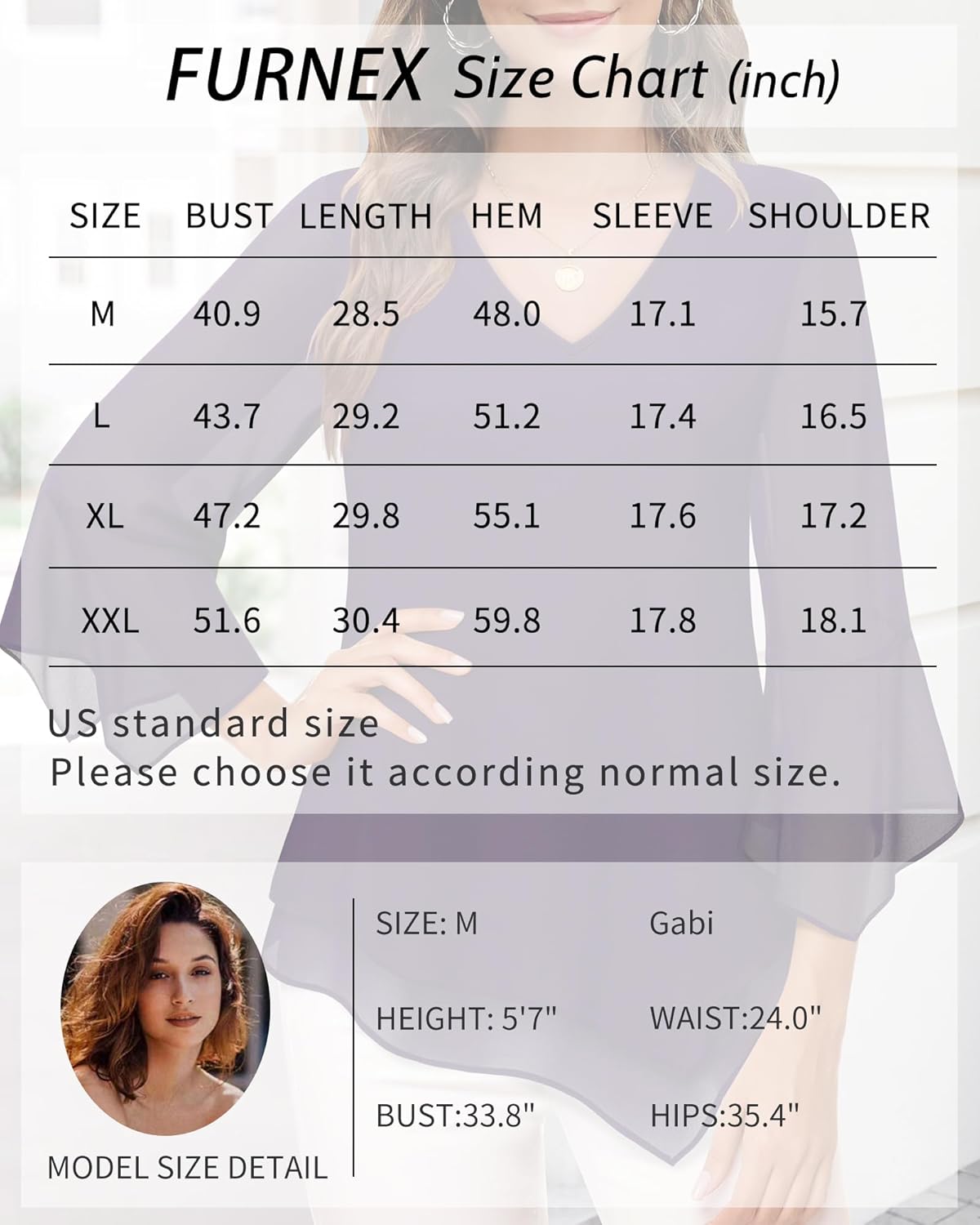 Furnex Blouses for Women Dressy Casual 3/4 Ruffle Sleeve V Neck Chiffon Double Layers Business Casual Tops for Women - Image 6