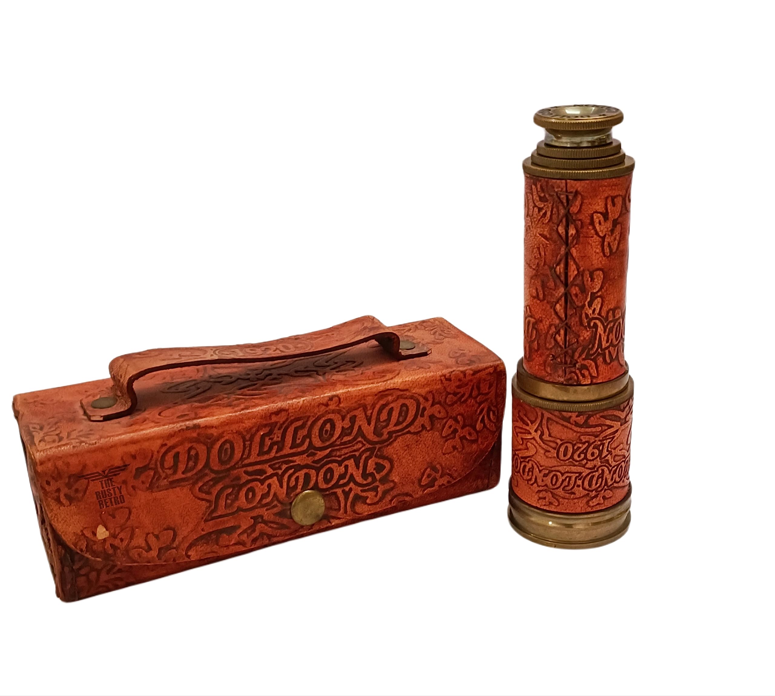 ARTISTERIO Antique Maritime Brass Telescope for Hiking & Camping with Leather Cover Unique Designer Vintage Spyglass Marine Telescope Collectible Item