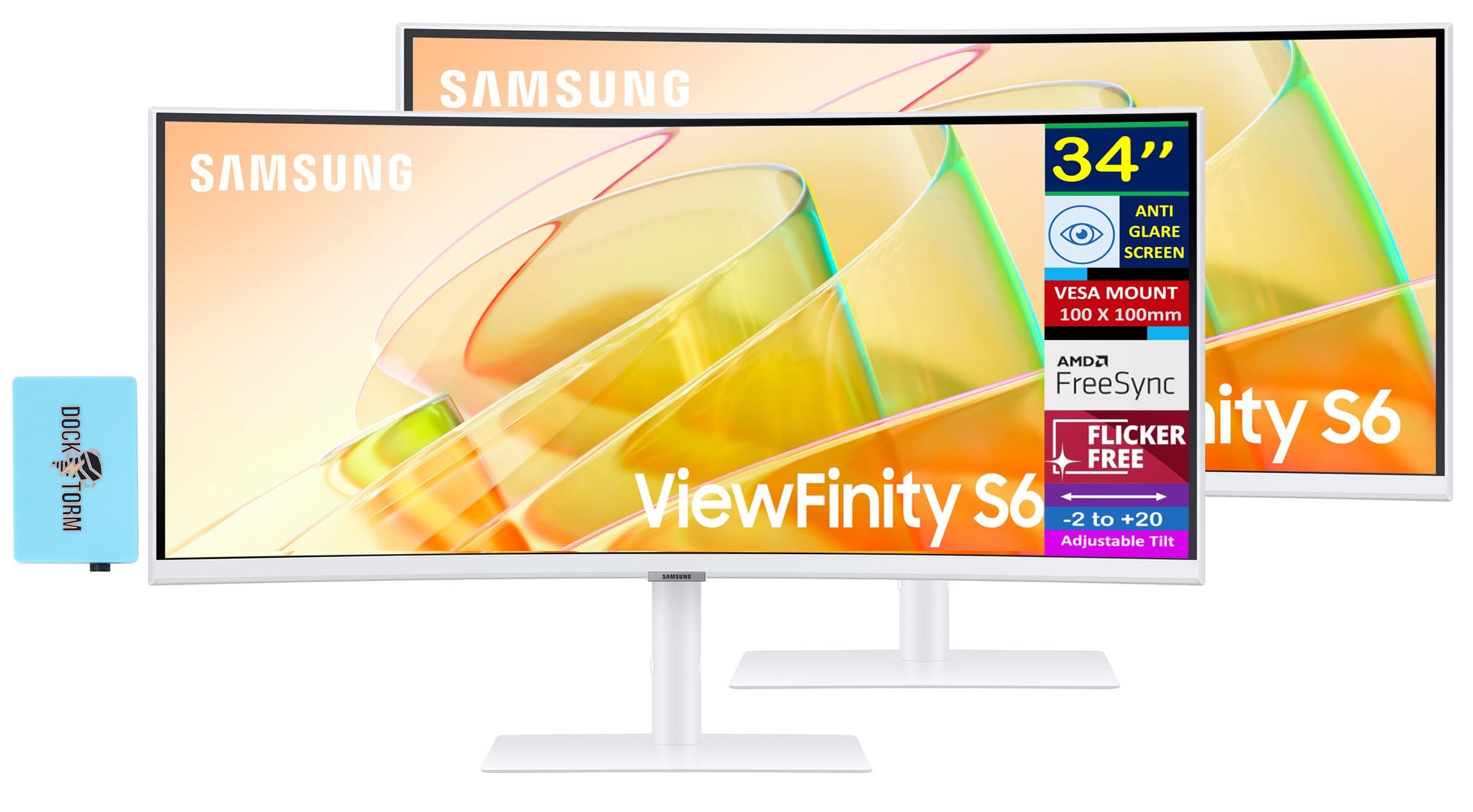 Samsung View Finity S6 S65TC 34 Ultra-WQHD VA Monitor with HDR10 AMD FreeSync Anti Glare Flicker Free VESA