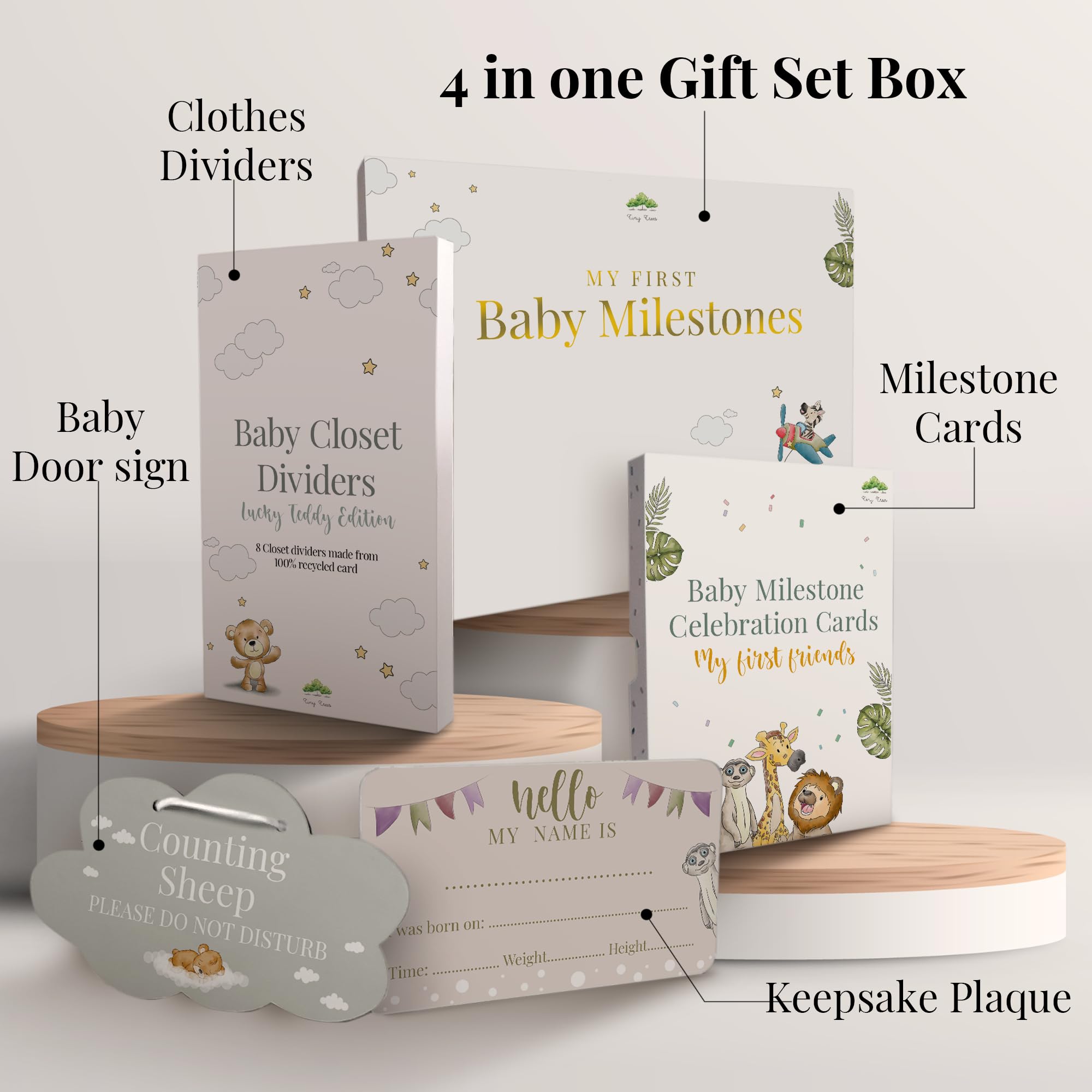 Tiny Trees Baby Milestone Gift Set, Premium Gifts and Keepsake Box, Milestone Cards, Closet Dividers - Image 2