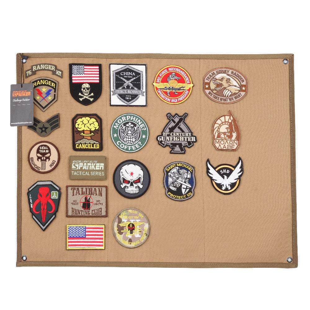 EXCELLENT ELITE SPANKERTactical Patchs Display Board Foldable Military Patch Holder Panel (Coyote Brown, L)