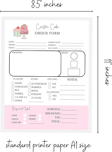 Miniatura 4 de Hojas de formulario de pedido de pasteles personalizadas paquete de 50 unidades para panaderos postres bodas fiestas de cumpleaños pasteles libros