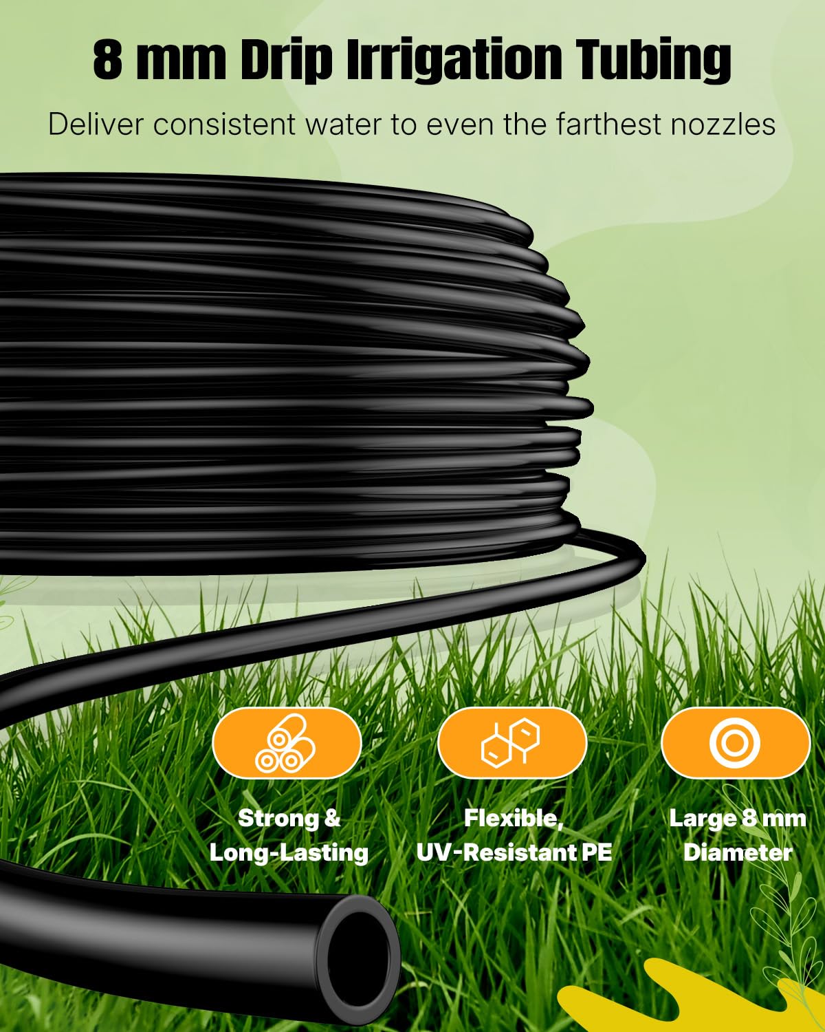 Pawfly Système d'irrigation automatique de jardin - Arrosage goutte à goutte réglable à 360 ° - 30 m - Kit d'arrosage avec buses pour serre, parterres surélevés et potagers