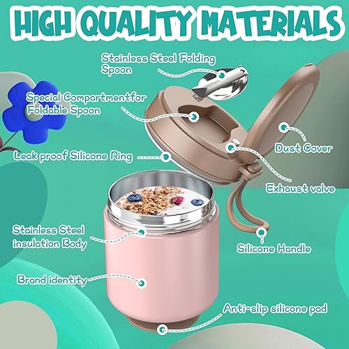 Miniatura 6 de Tarro de alimentos aislado para niños, 15.2 onzas, termo para alimentos calientes, termo de sopa, recipiente de alimentos aislado, Termos para