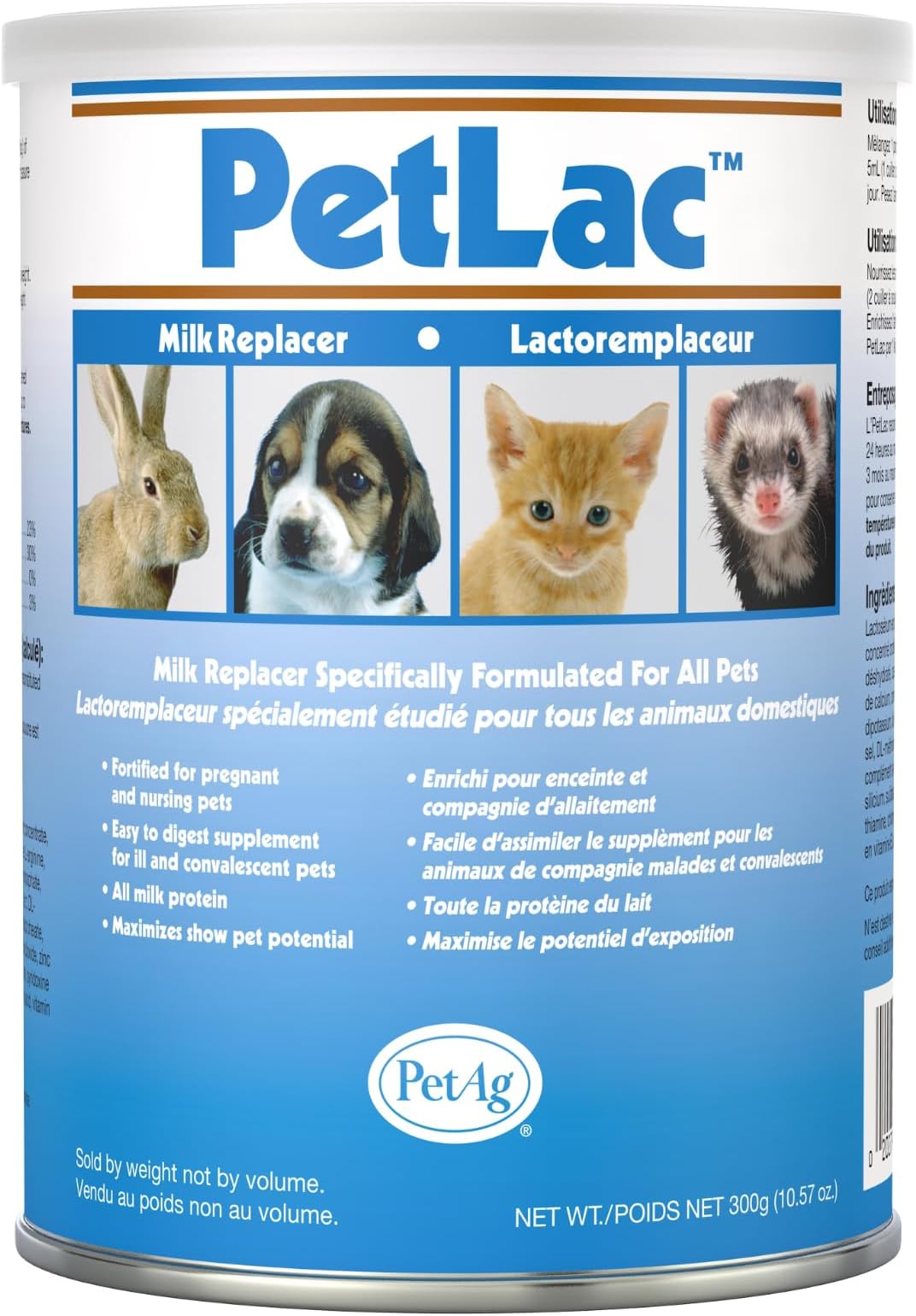 Pet-Ag PetLac Pet Powder - 10.5 oz - Milk Replacement Powder for All Pets - Easy to Digest