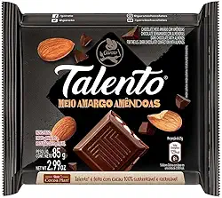 Chocolate Talento meio Amargo com Amêndoas 85g