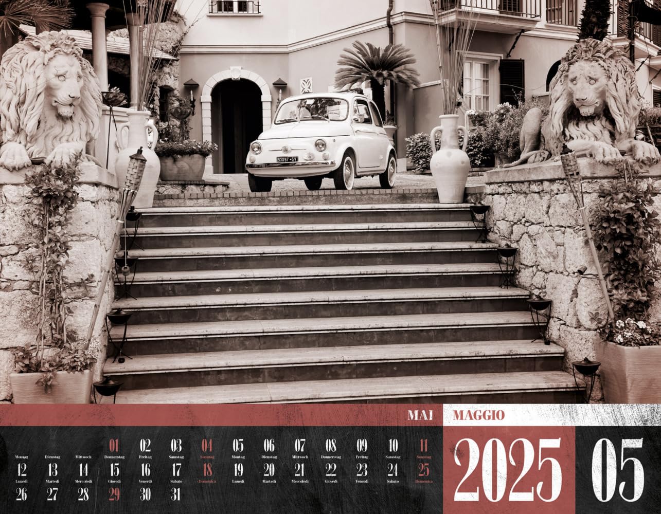La Dolce Vita - Italienische Lebensart Kalender 2025, Wandkalender in Schwarz-Weiß / Sepia im Querformat (54x42 cm) - Lifestyle-Kalender - Vintage