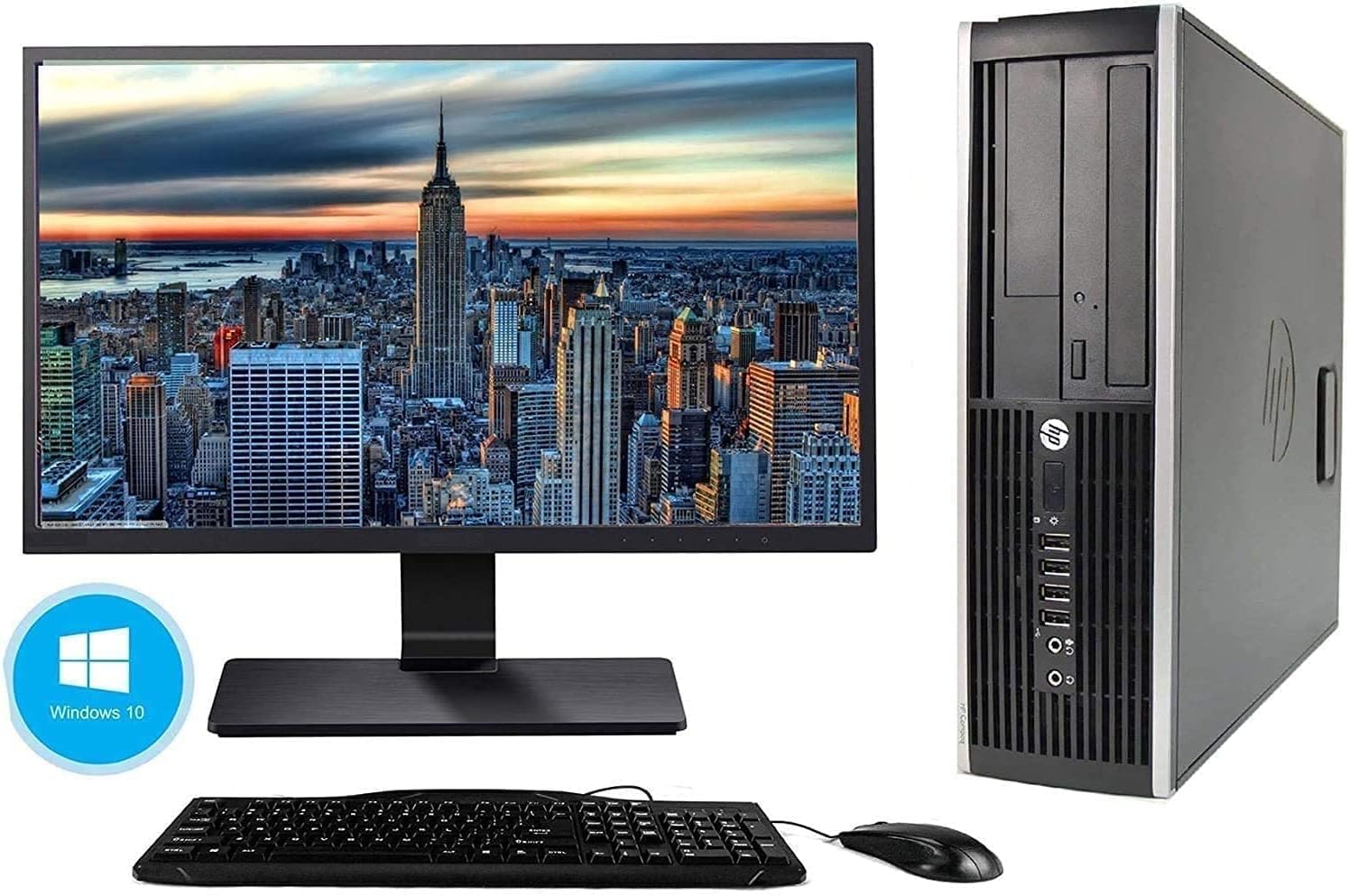 Hp Elite 8300 komputer stacjonarny + monitor 22cale (Intel Core i7-3770, pamięć RAM 8 GB, dysk 240 SSD+ 500 GB HDD, czytnik DVD, Wi-Fi, Windows 11 Pro 64) (odnowiony) (z urządzeniami peryferyjnymi)