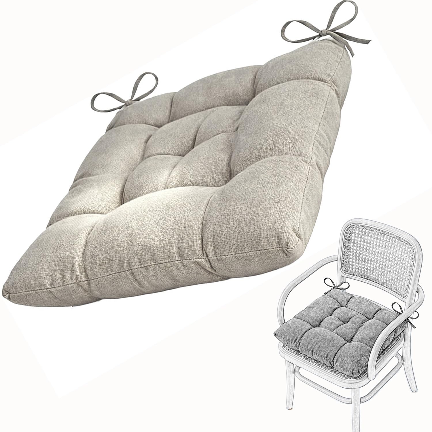 Seat Cushion for Dining Chair Soft Comfort Washable Chair Pads with Ties