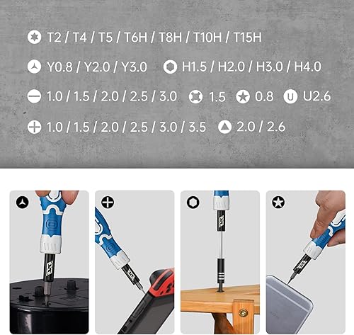 Miniatura 4 de JAKEMY - Juego de destornilladores de precisión, 33 en 1, kit de herramientas de reparación electrónica profesional con 30 puntas magnéticas, kit de