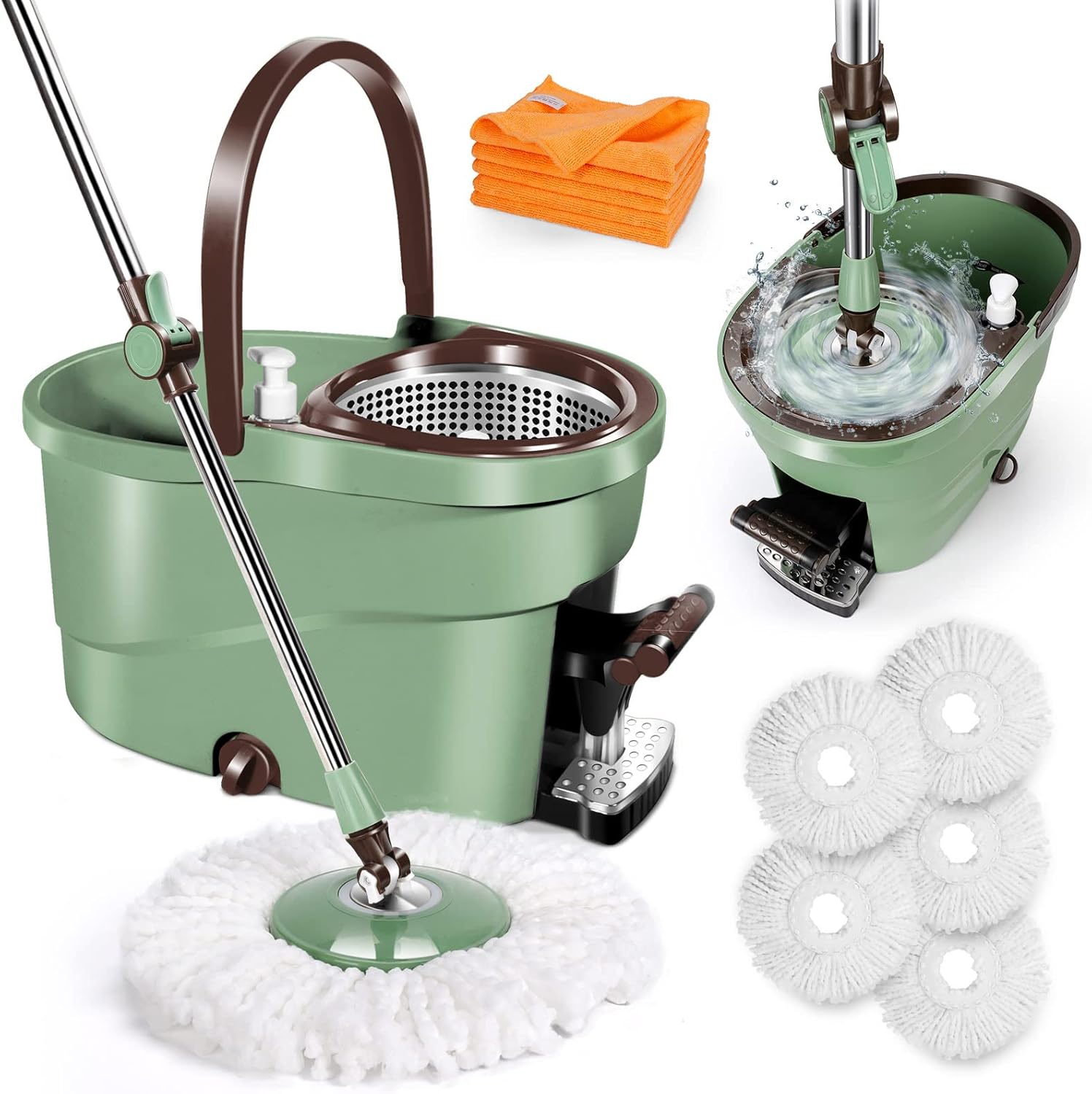 Myiosus Mop and Buckets Sets, 6L Foot Pedal Mop Bucket with 5