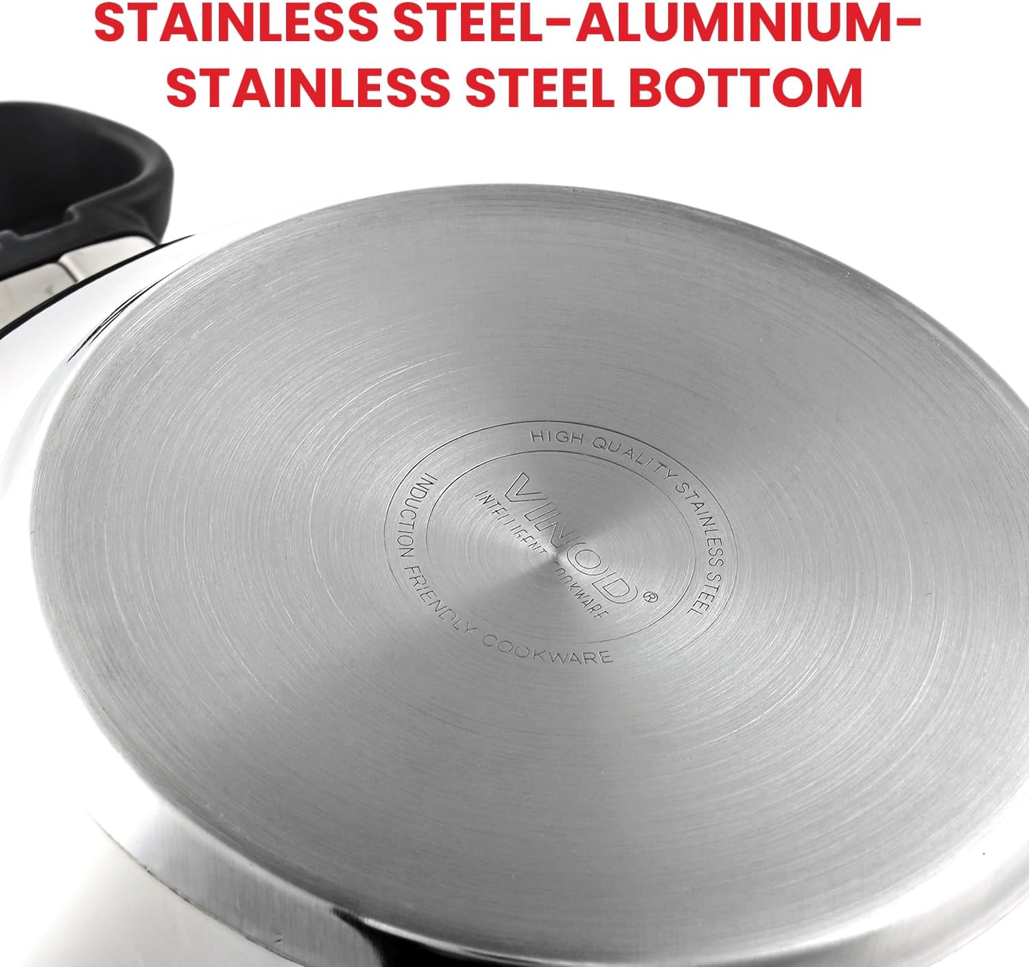 Vinod SS Kadhai Deluxe Induction Bottom 26cm SS lid