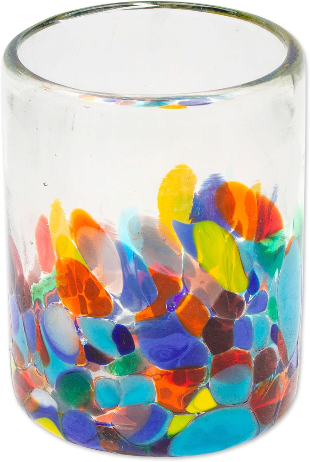 NOVICA Hand Blown Multicolor Recycled Glass Tumbler Glasses, 10 Oz. 'Confetti Festival' (Set Of 6)