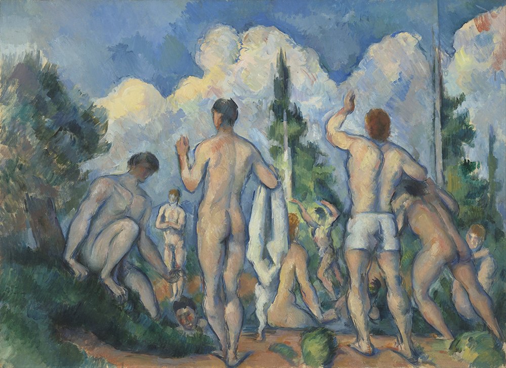 Toile Paul Cézanne Bathers Together l'harmonie de la nature en cadre noir