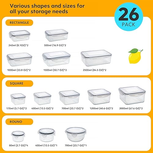 Miniatura 9 de JSCARES 40 recipientes de almacenamiento de alimentos con tapas herméticas (20 tapas y 20 contenedores), recipientes a prueba de fugas para