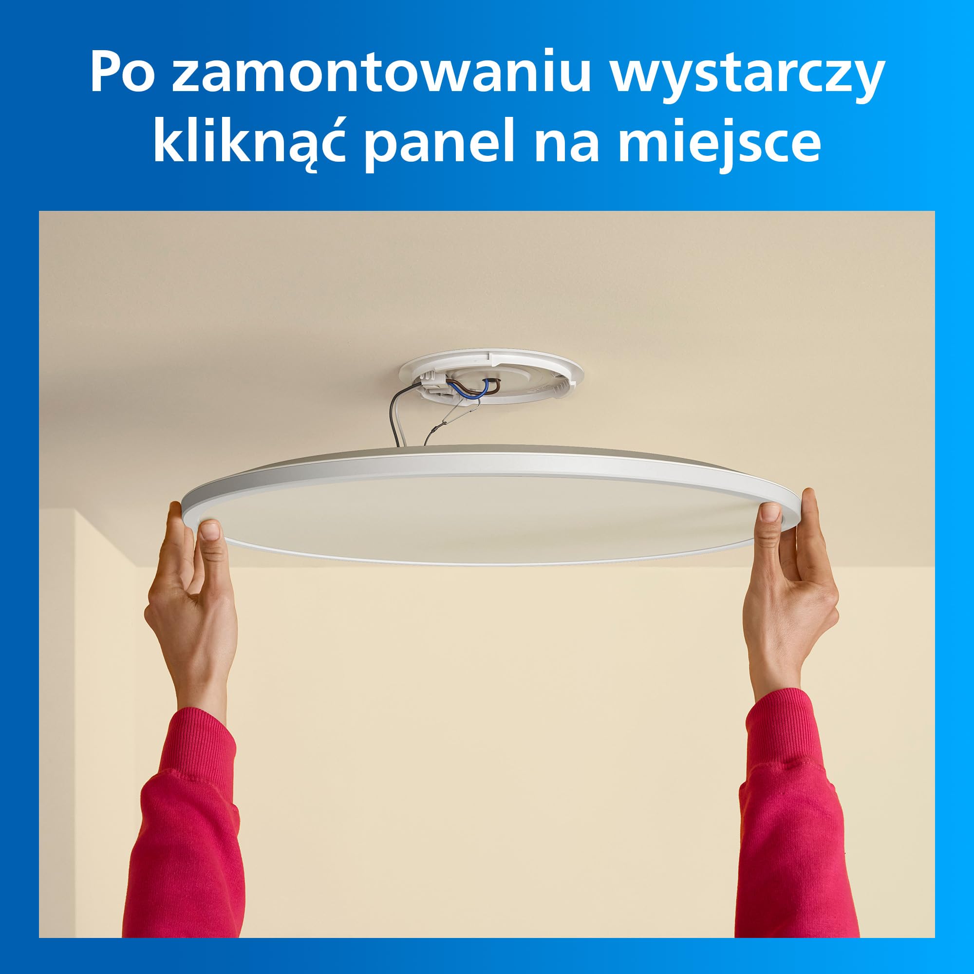 Philips Smart Lighting SuperSlim, Lampa Sufitowa LED, Smukła, Regulowana Barwa Bieli 2700–6500 K, Przyciemnianie, Łatwa Konfiguracja, Connected by WiZ, Alexa, Google Home, Apple Home, Biała, 1 szt.