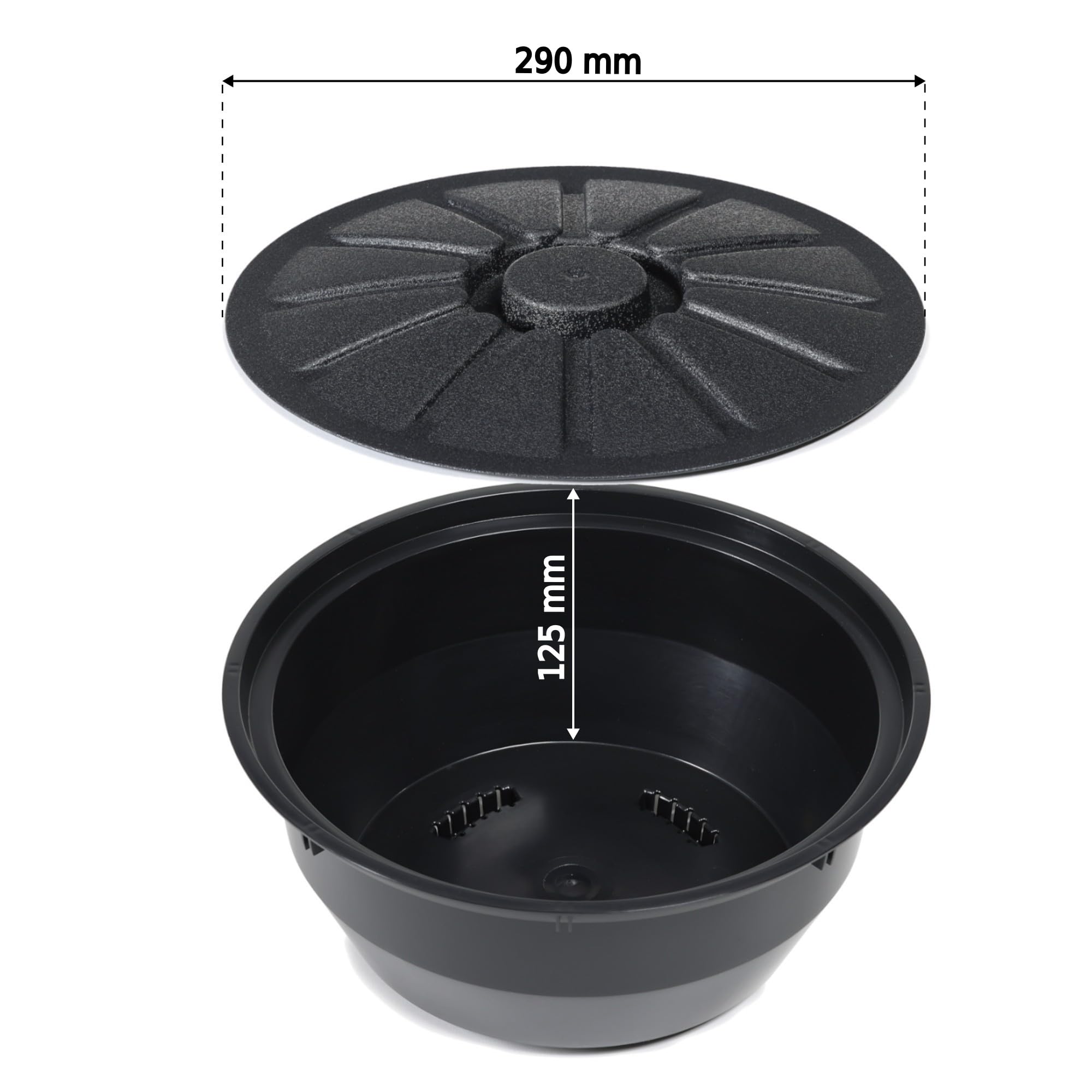 Serbatoio per acqua piovana 200 l, per esterni, in plastica robusta, rotondo e alto, fori di scarico, coperchio, inserto pentola, sistema di drenaggio, con valvola a sfera dritta da 3/4"