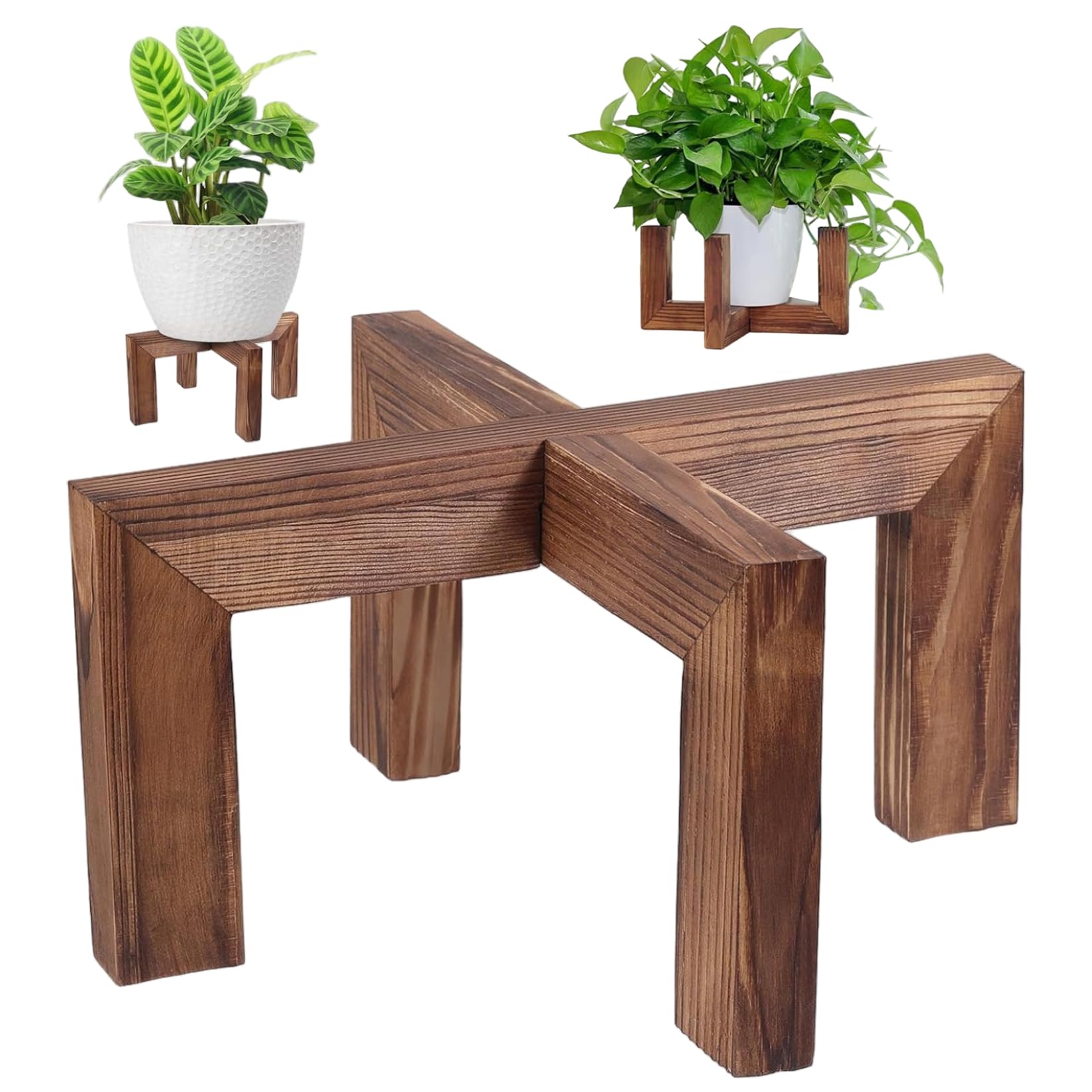 Support de plantes en bois robuste au design rustique et durable