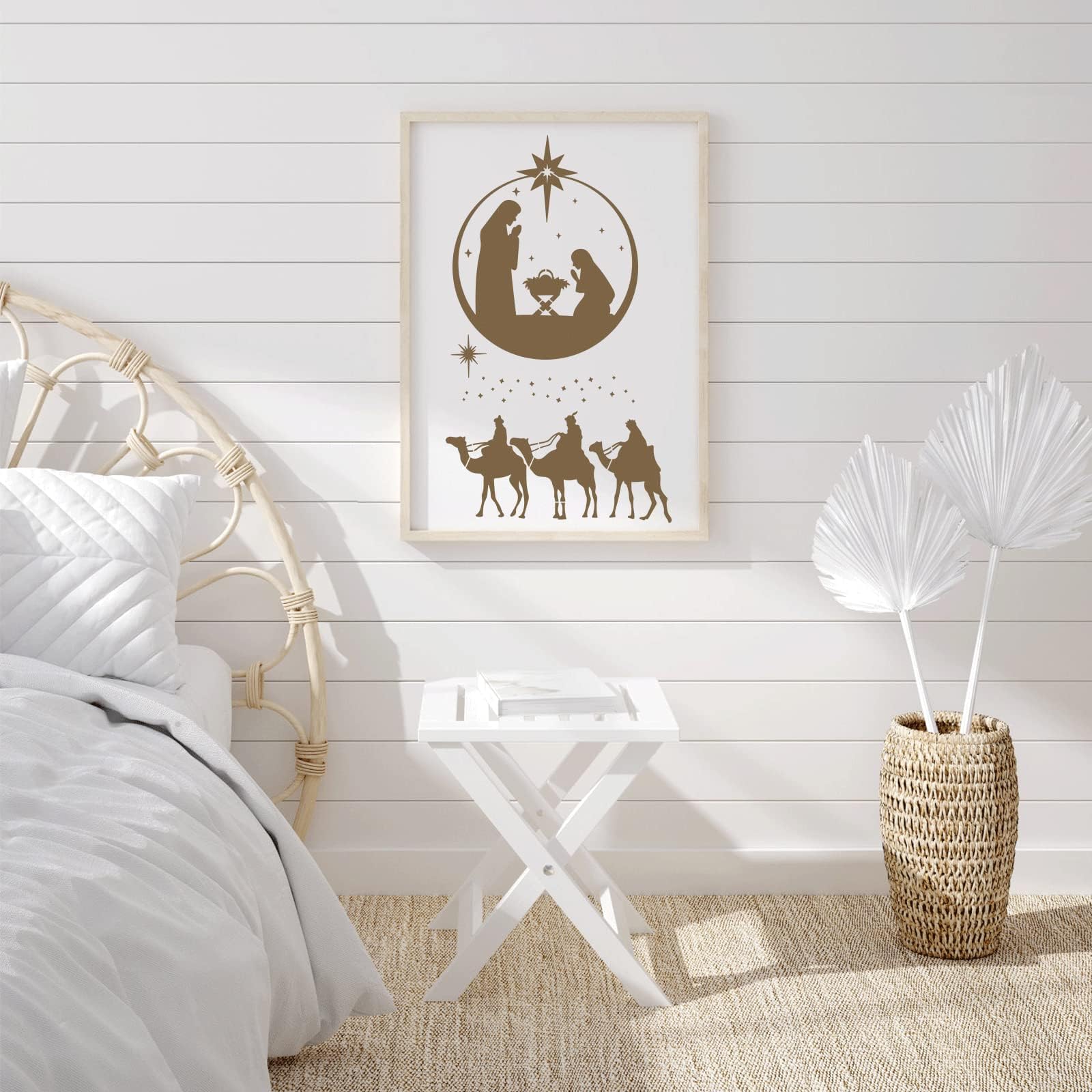 9-Piece Christmas Nativity Scene Stencil Set - 12x12 Inch Reusable Painting Stencils For Wood, Canvas, Fabric DIY
