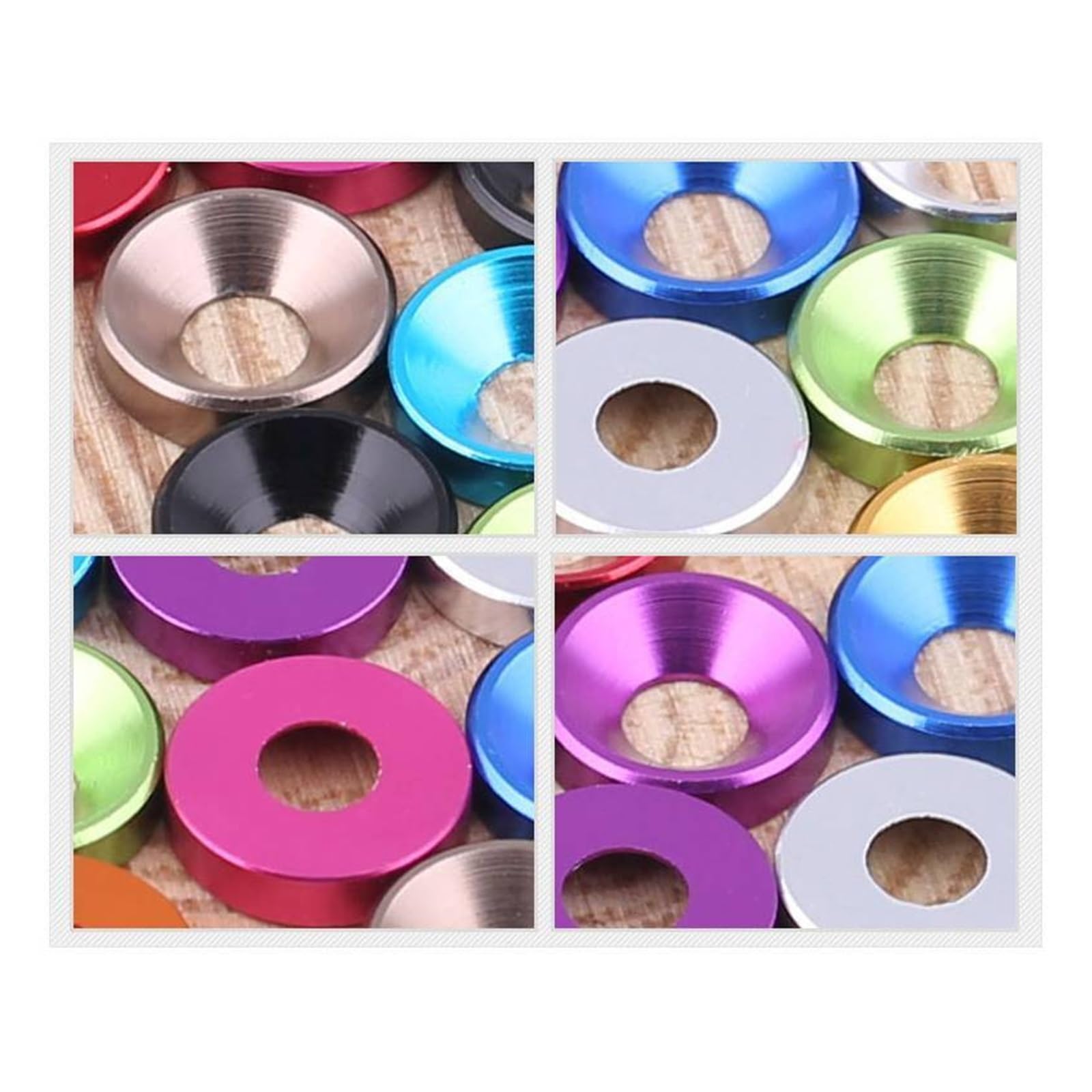 Rondella svasata， 10-5 pezzi M2 .5 M3 M4 M5 Rondella in alluminio Testa svasata Bullone Rondelle Guarnizione Concava Conica Decorativa(Golden,M2 (10PCS))