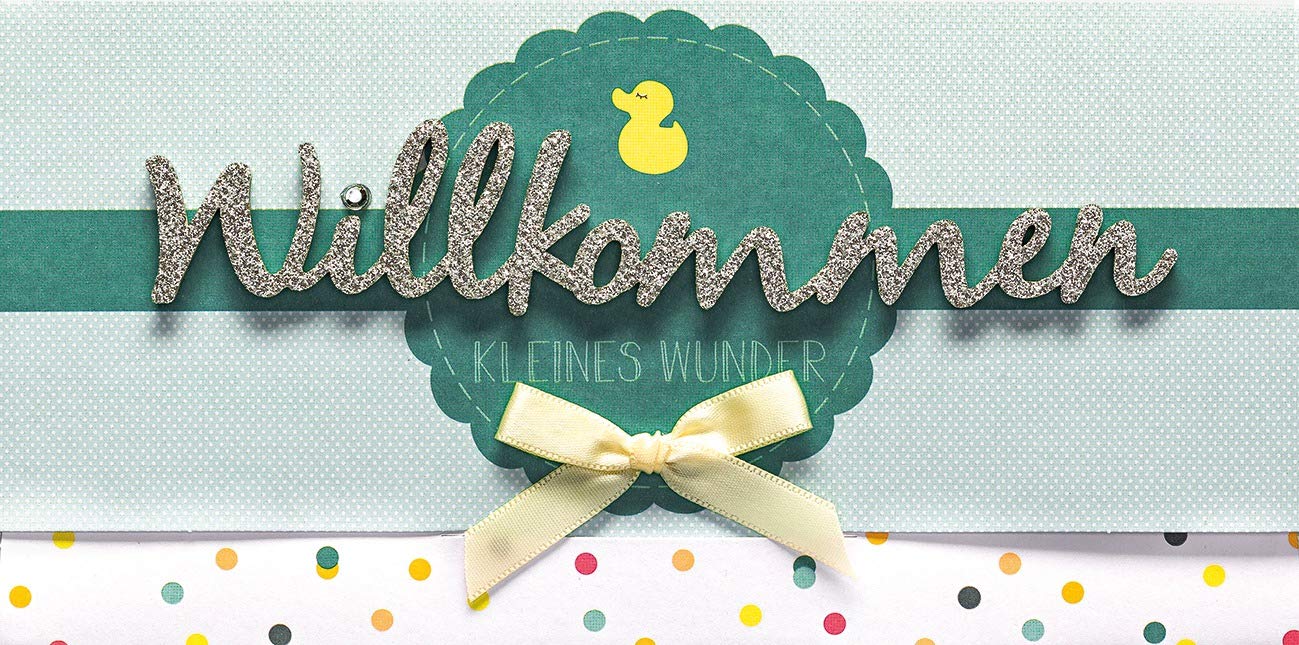 Birth Card Lettering Surprise - Welcome Little Wonders - 11 x 22 cm