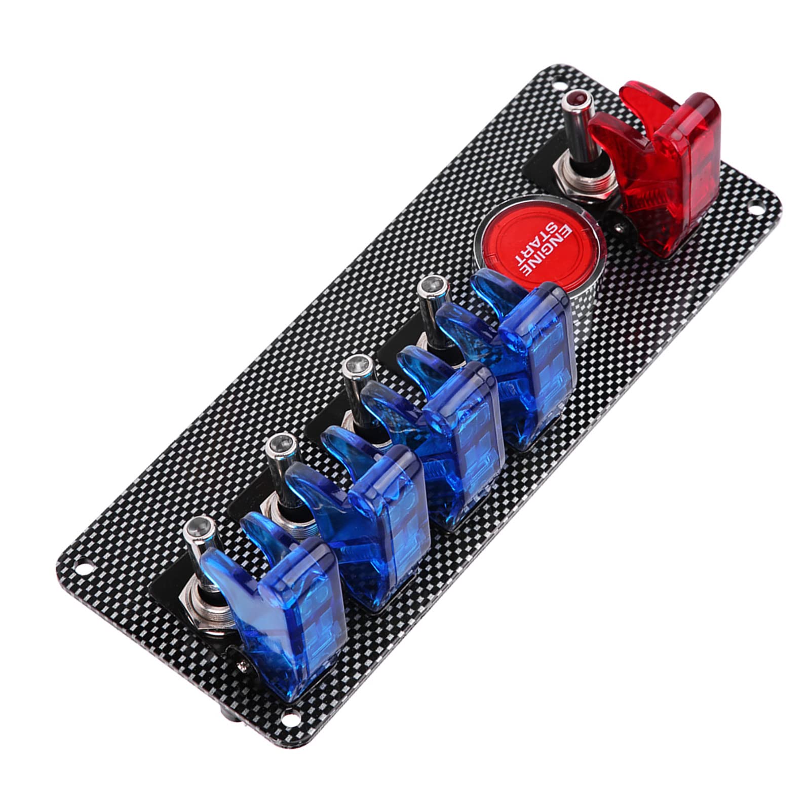 Panel Con Interruptor De Encendido, 6 En 1 Kit De Control De Botón De Arranque Del Motor Del Panel Del Interruptor De Encendido Automático Del Coche De Carreras 12V
