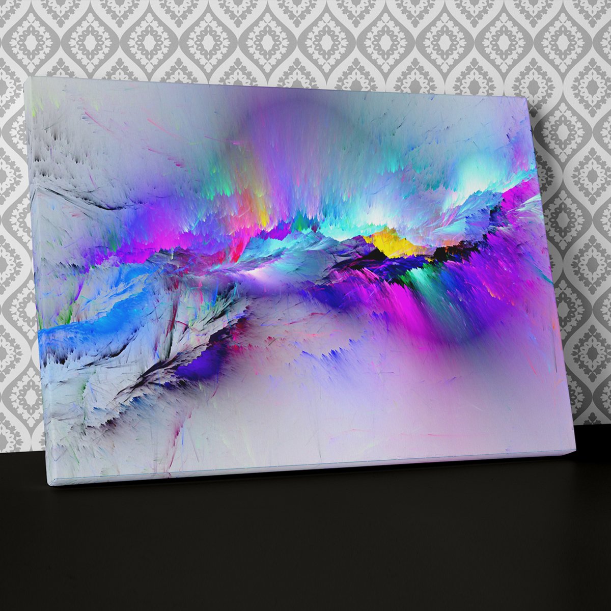 Modern Multicoloured Blue Canvas Wall Art Abstract Picture Print AB968