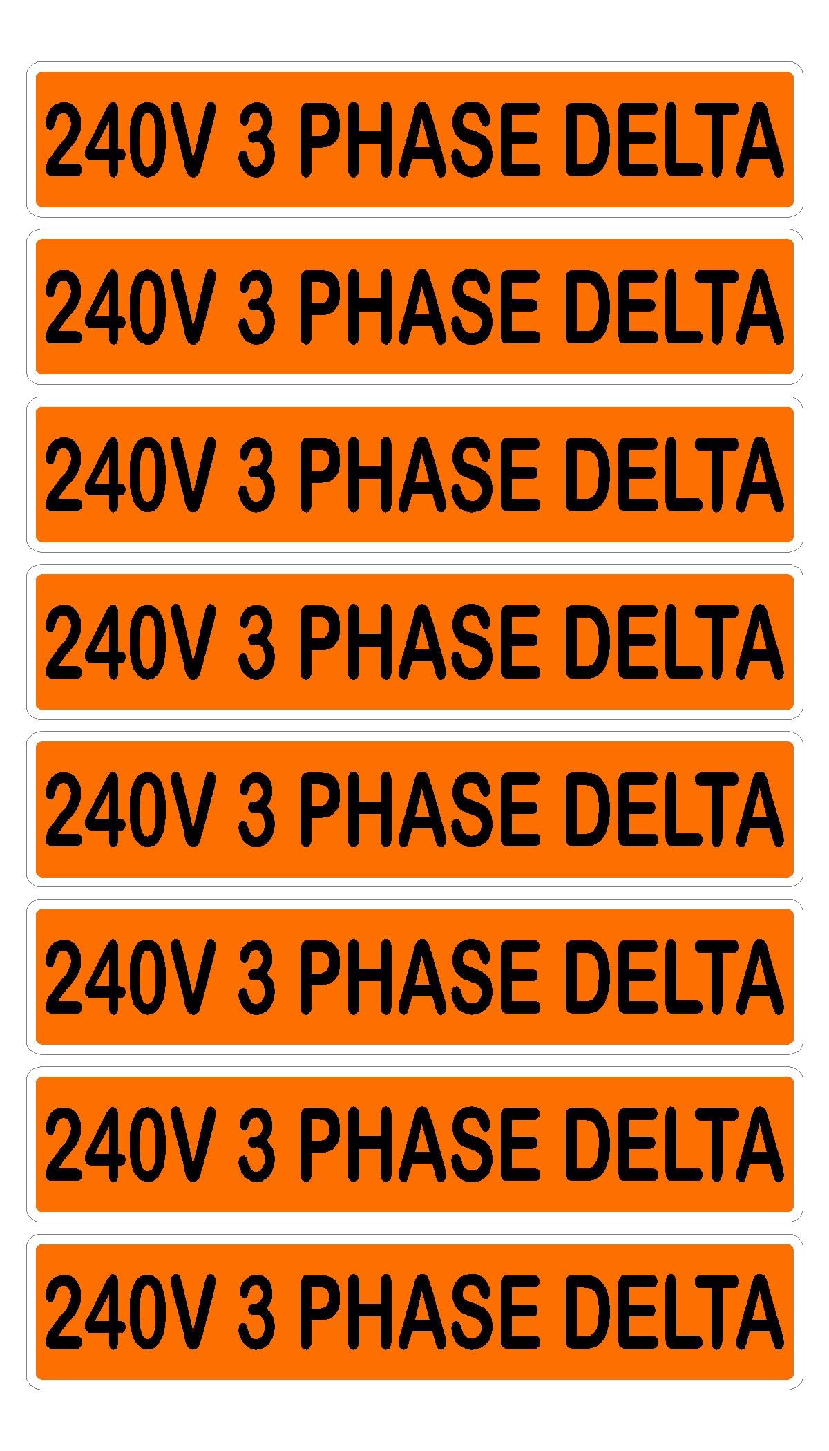 Conduit Line Voltage Electrical Marker 8Pk Orange Black Safety Decal Unlimited Single Three Phase 110 115 120 208 220 240 480 Volt Fuse Box Label