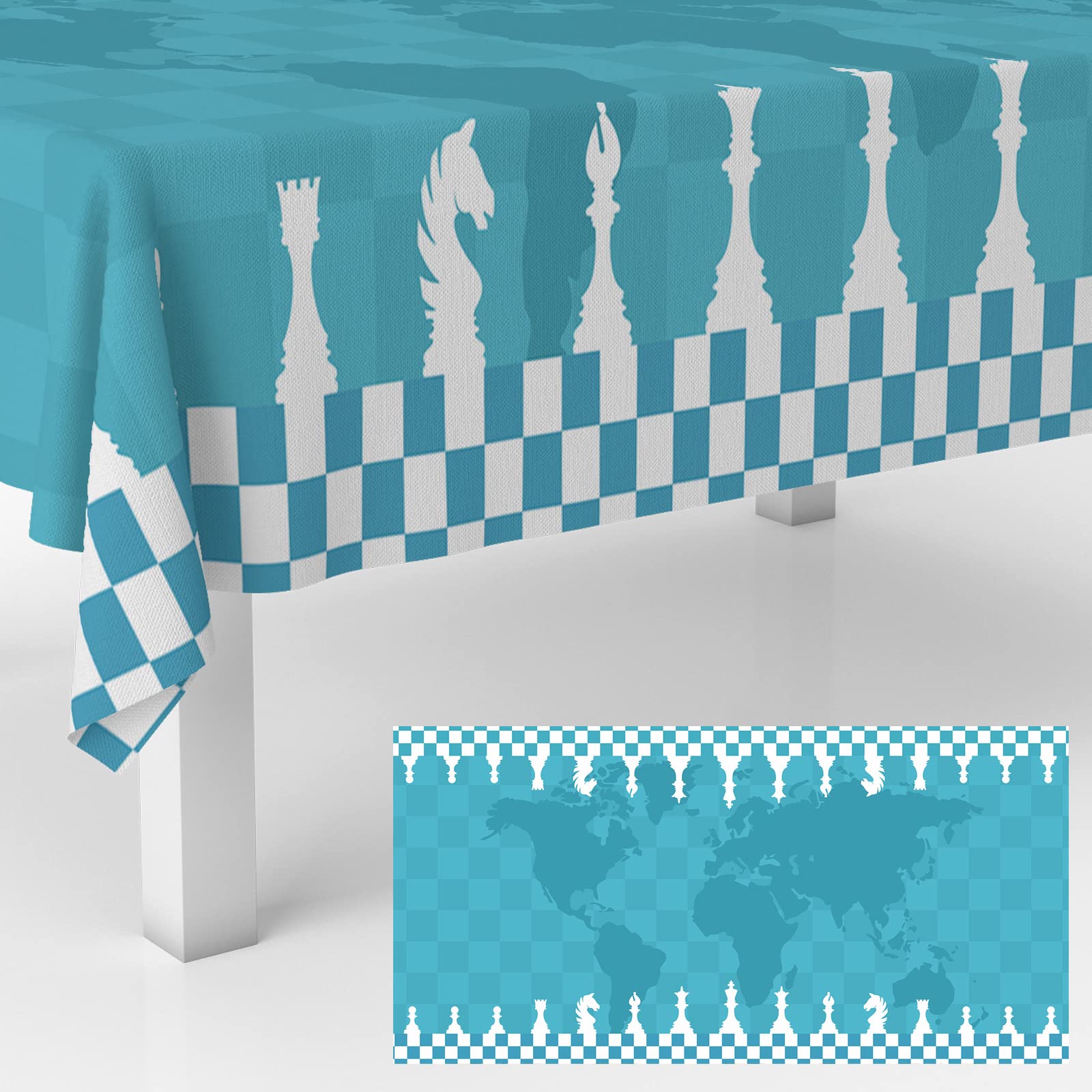 GZBJMYGS Chessboard Print Tablecloth - 53x98 Inch Black & White Checkered Party Table Cover - View #12