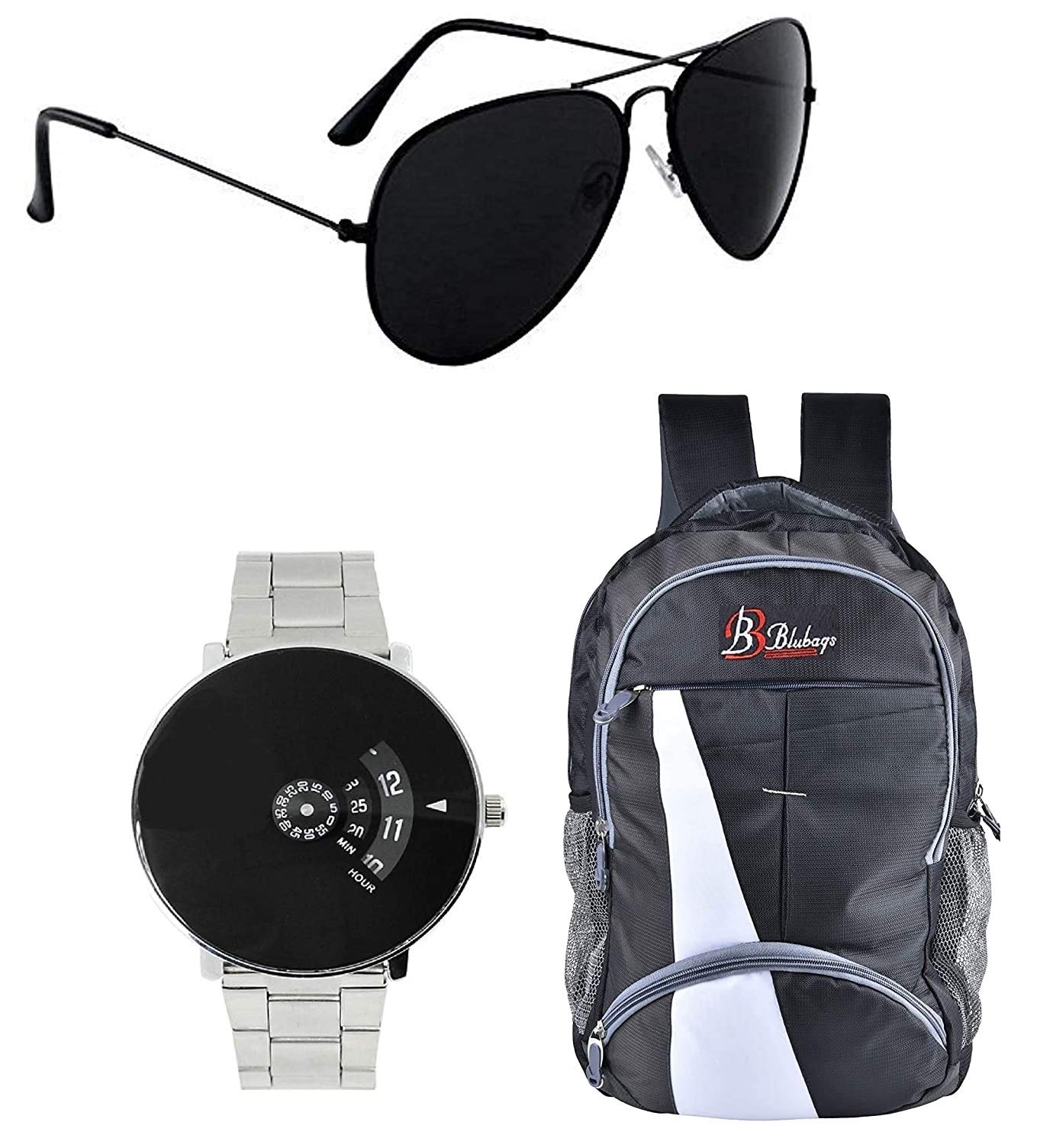 BLUBAGS Fabric 30 LTR Black Laptop Bag+Analogue Black DIAL Watch+Aviator Black (B08R8T3WR8) Amazon Price History, Amazon Price Tracker
