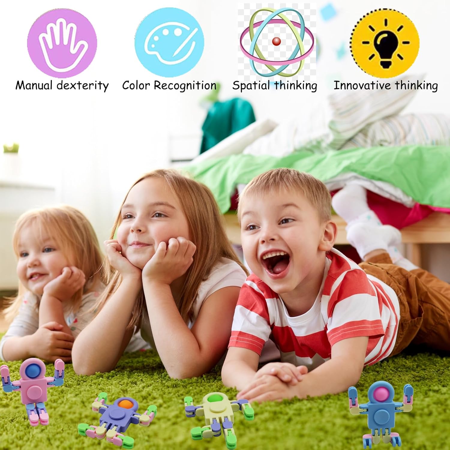 8 Pack Pop Fidget Spinner, Deformable Fidget Spinners for Kids, Wacky Tracks Fidget Toys, DIY Chain Robot Fingertip Toy for Goodie Bag Basket Stuffers Classroom Prizes Party Favors