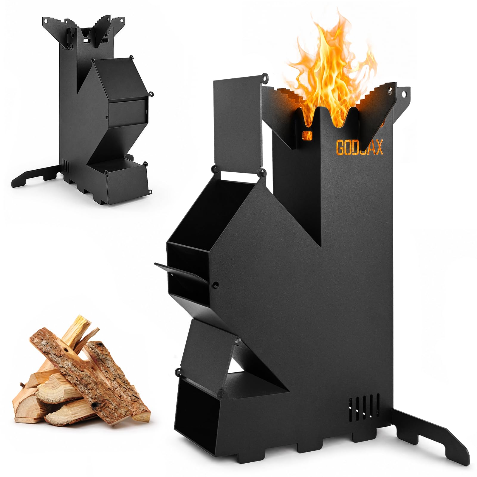 Estufa de cohete para cocinar, estufa portátil de leña, mini estufa de leña, estufa de camping para cocinar en el patio, cocina, camping, eventos al aire libre, viene con bolsa de almacenamiento