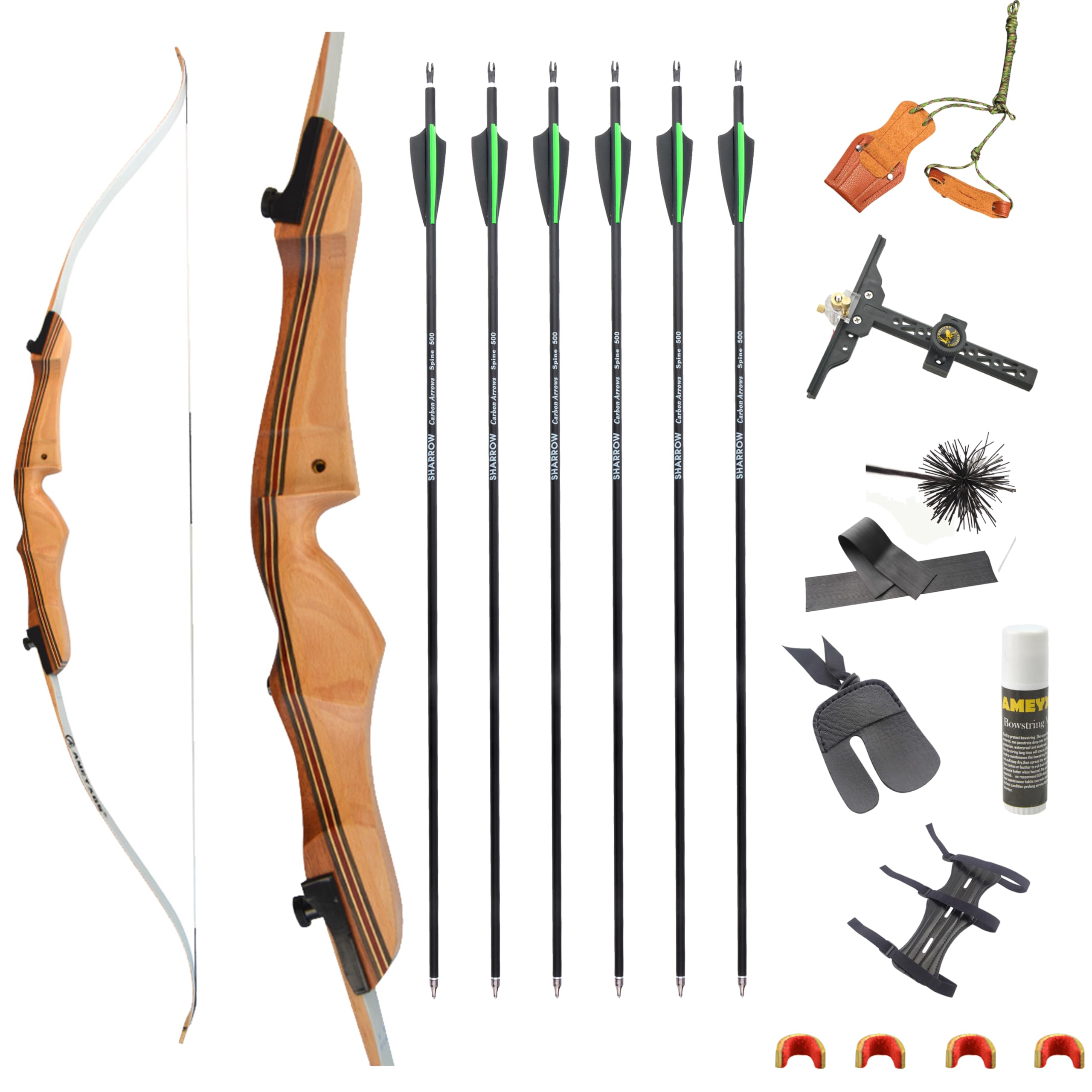 FQH 68'' Archery Recurve Bow Set 16-38 lbs Takedown Recurve bow for Adult Beginner Youngster for Outdoor Hunting Target Arrow Practice Shooting Set Accessories (Basic Bow Set, 38 LBS)