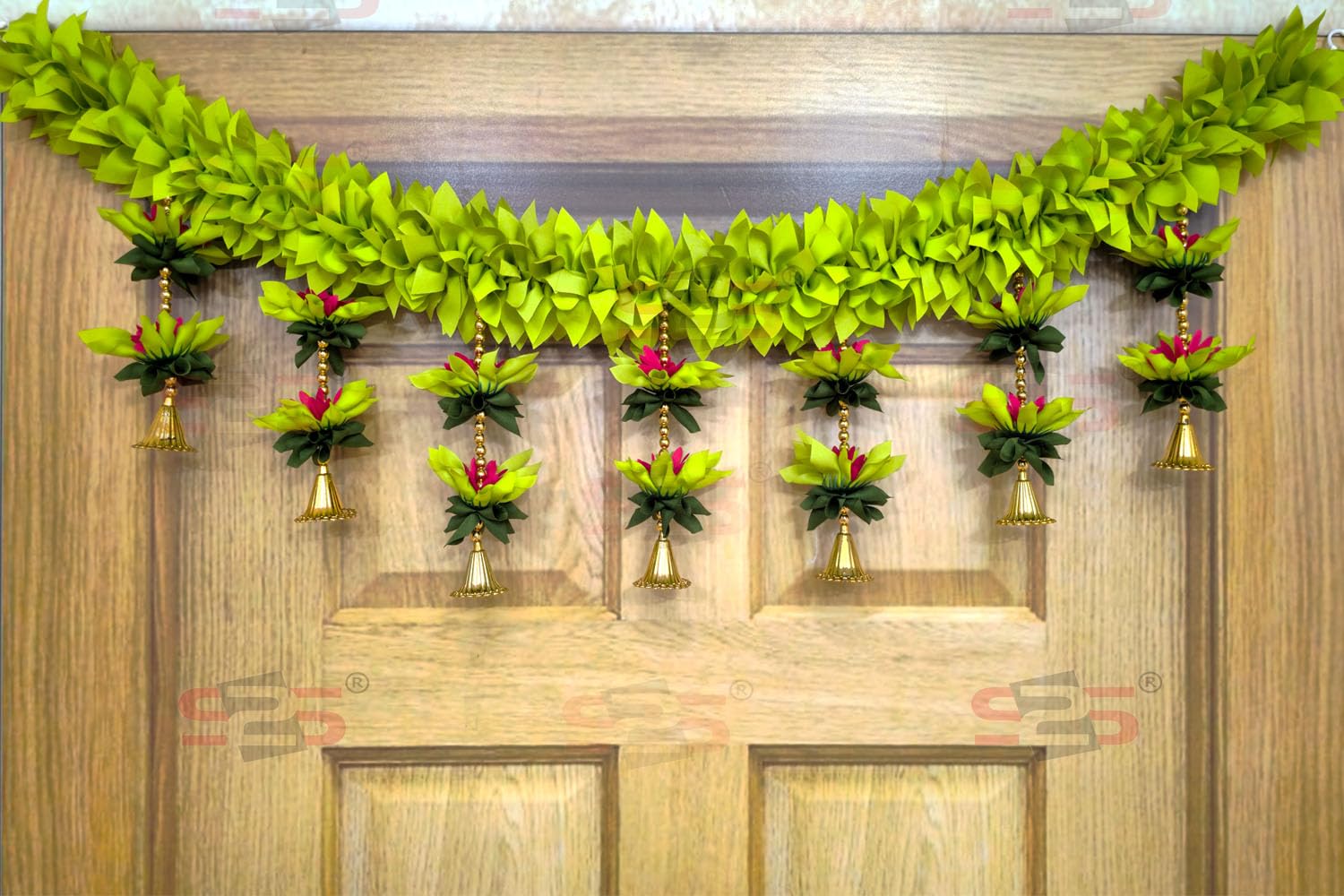 S2S Door Toran for Main Door Entrance Main Door | Handmade Fabric Bandarwal | Traditional & Stylish Home Entrance Decoration - Green (38 Inch)-image-7