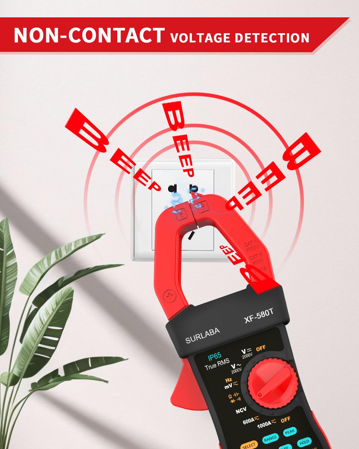 Digitales Zangenmessgerät 1000A/2000V AC DC Strom Spannung LPF Multimeter 6000 Zählungen, TRMS NCV Amp Volt Widerstand Kapazität Frequenz Durchgangsprüfer für Photovoltaik-Industrie