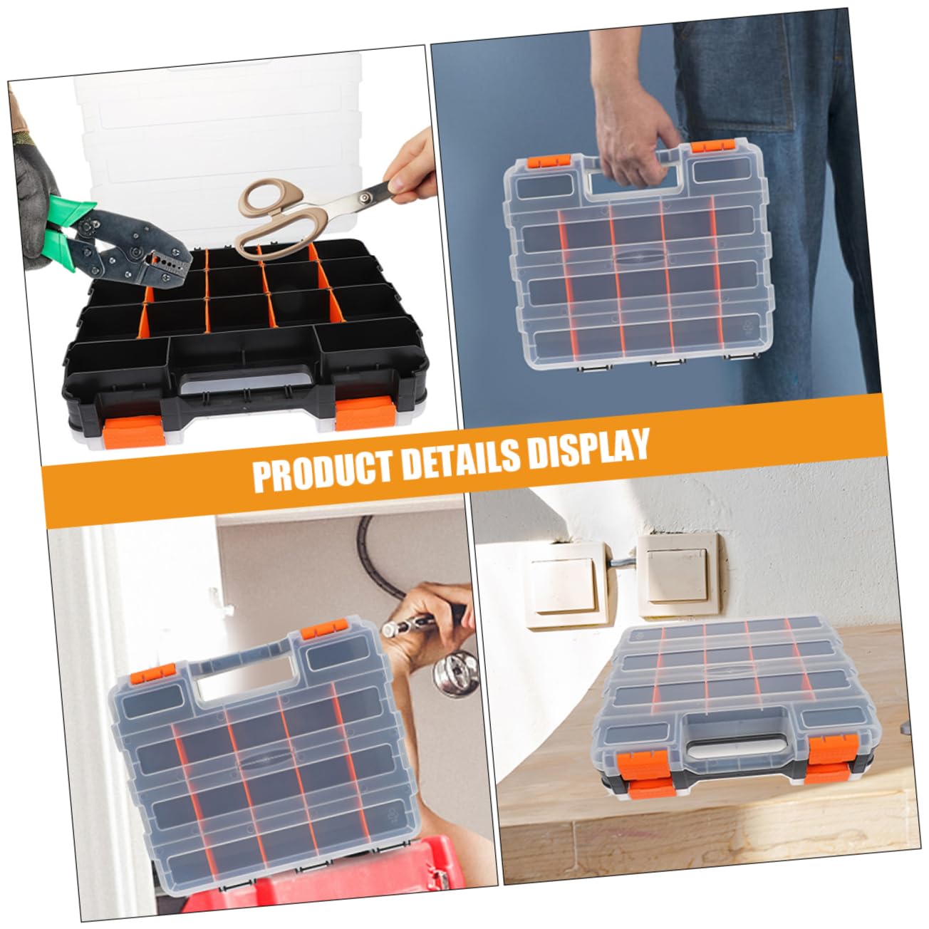Caja de Almacenamiento de Plástico para Herramientas Compartimentos | Tapa Transparente, Reutilizable, Rejillas Múltiples, para Componentes Electrónicos y Kits Pequeños
