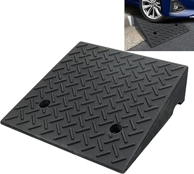 Rubber Curb Ramp 19.6" 19.6" 6", Portable Heavy Duty Driveway Curb Ramp Shed Ramp Threshold Ramp for Sidewalk Loading Dock Cars Wheelchairs Motorcycle Trucks Scooter Lawn Mower Pets 1 PCS Black