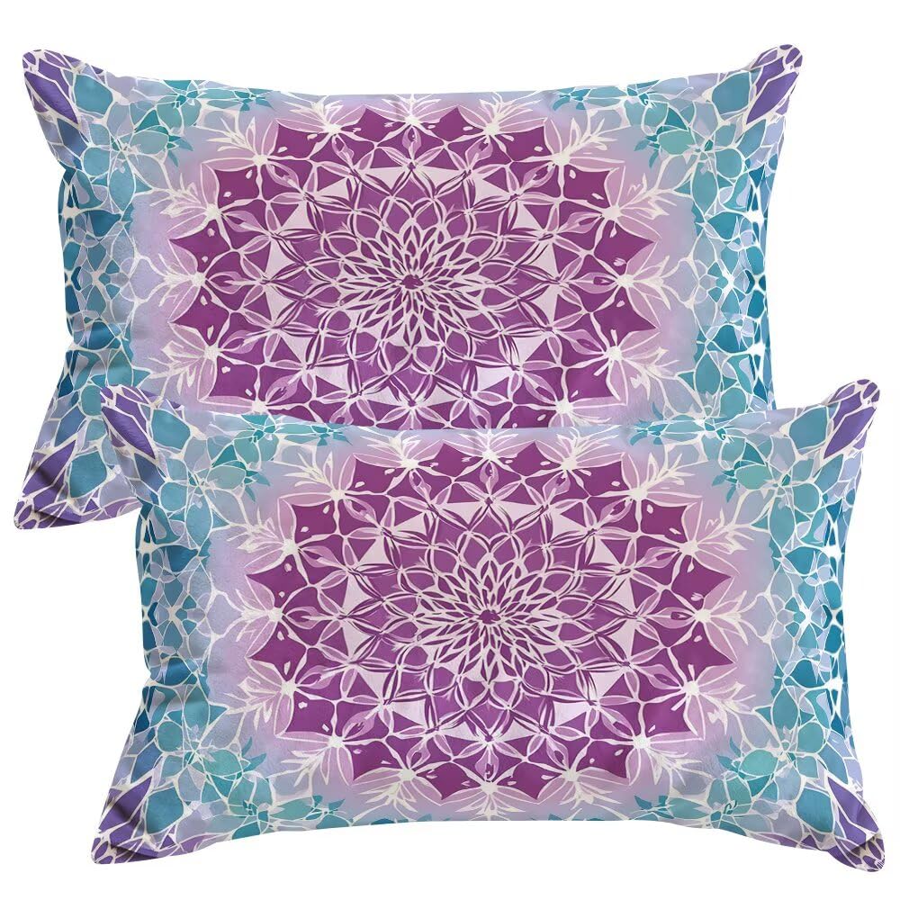 Set of 2 Velvet Cushion Covers 50x80 cm Boho Cushions Covers Decorative Throw Pillow Case Retro Sofa Pillows 20x32 Inch Rectangle Cushion Cover with Invisible Zipper for Livingroom Bedroom -SC429