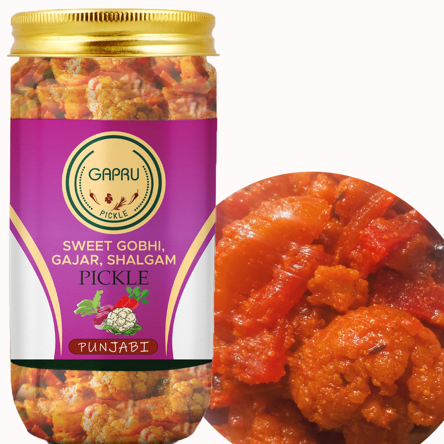 Punjabi Gobhi Gajar Shalgam Pickle 400grams, Sweet, Sour and Juicy Pickle/Gobhi Gajar Shalgam Khatta Meetha Achar | Organic North Indian Pickle | Traditional Home Made Achaar-image-20