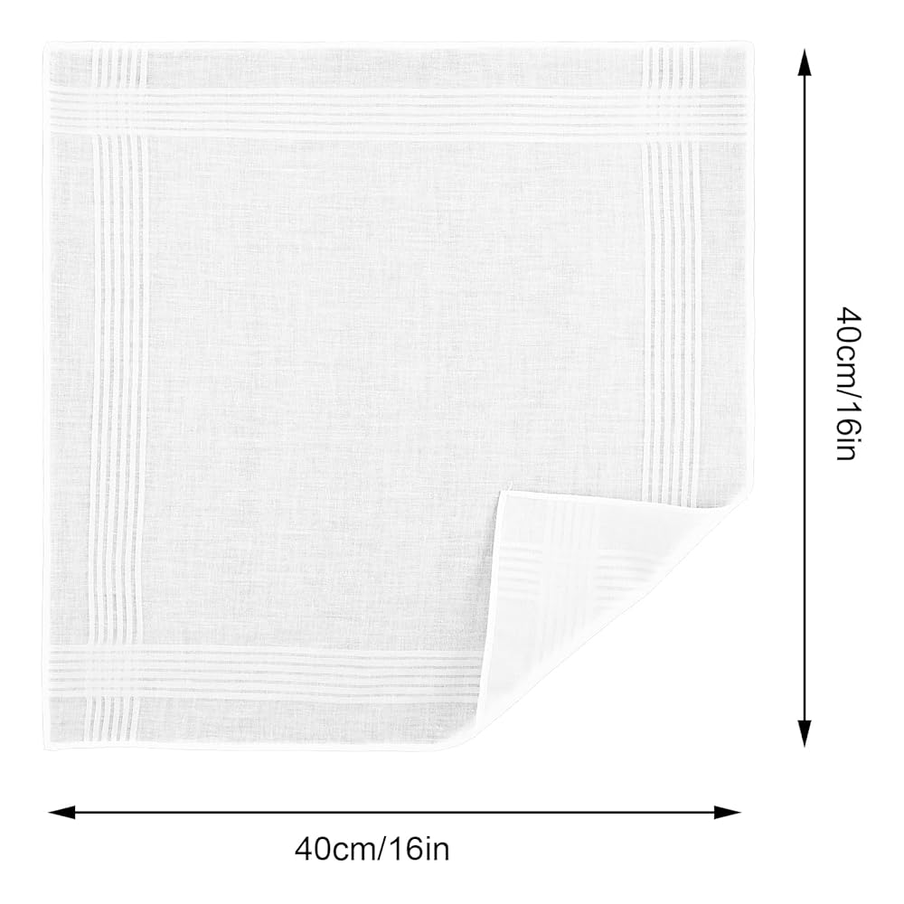 6 Fazzoletti In Cotone Uomo 40x40cm - Lavabili, Bianchi, Riutilizzabili, Ecologici - Foto 8