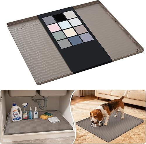 Miniatura 42 de URMONA Tapete de silicona impermeable para debajo del fregadero de 40 x 22 pulgadas, forro para estante de cocina y baño, protector de gabinete y