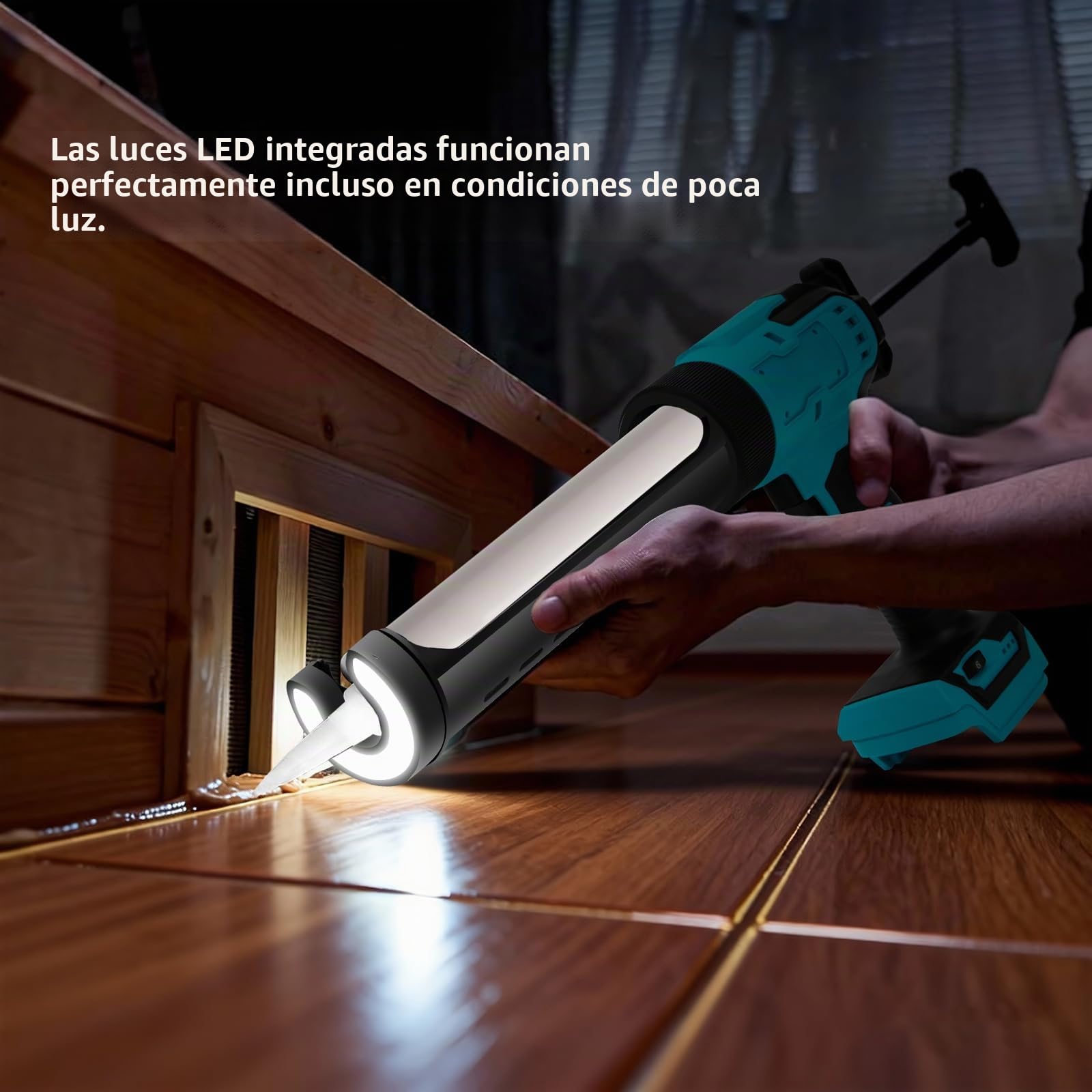 Pistola Silicona Bateria Compatible con Makita 18V, Pistola de Silicona Electrica con Sistema Antigoteo, 6 Velocidades Ajustables y Luz LED, Pistola de Calafateo de 300ml (Sin Bateria)