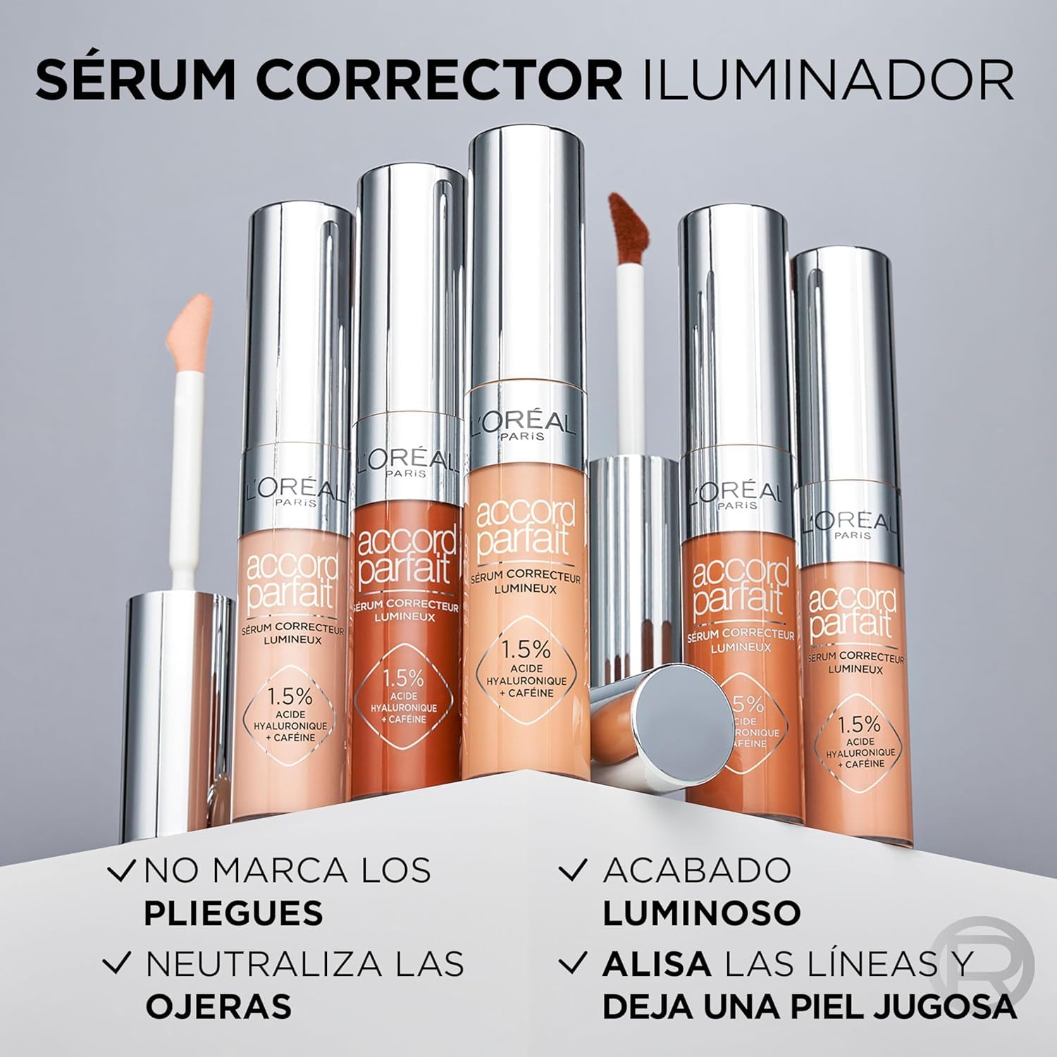 Pack L'Oreal Paris Dermo Expertise Revitalift Filler Sérum de Ojos con Ácido Hialurónico y Cafeína, 20 ml + L'Oréal Paris Sérum Corrector Iluminador, Cobertura Media, Accord Parfait, Tono 2R, 10ml